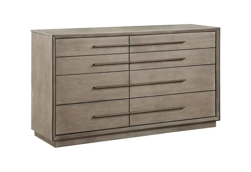Boulevard Taupe Oak Modern 5 PC Bedroom Set Includes Bed (Headboard, Footboard and Rails), Dresser and Mirror - Image 7
