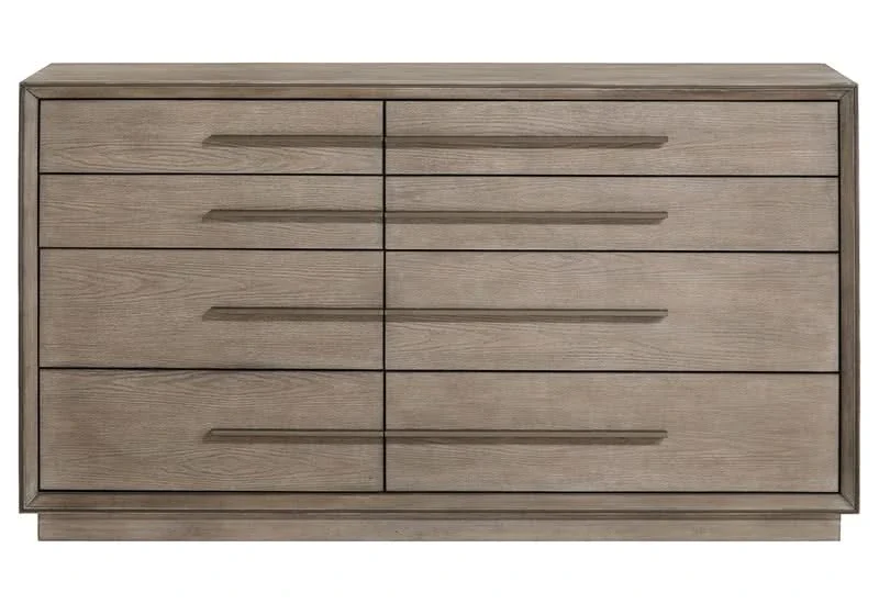 Boulevard Taupe Oak Modern 5 PC Bedroom Set Includes Bed (Headboard, Footboard and Rails), Dresser and Mirror - Image 8