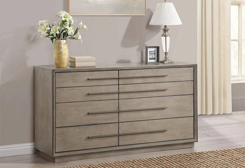Boulevard Taupe Oak 8 Drawer Dresser with Modern Storage Design
