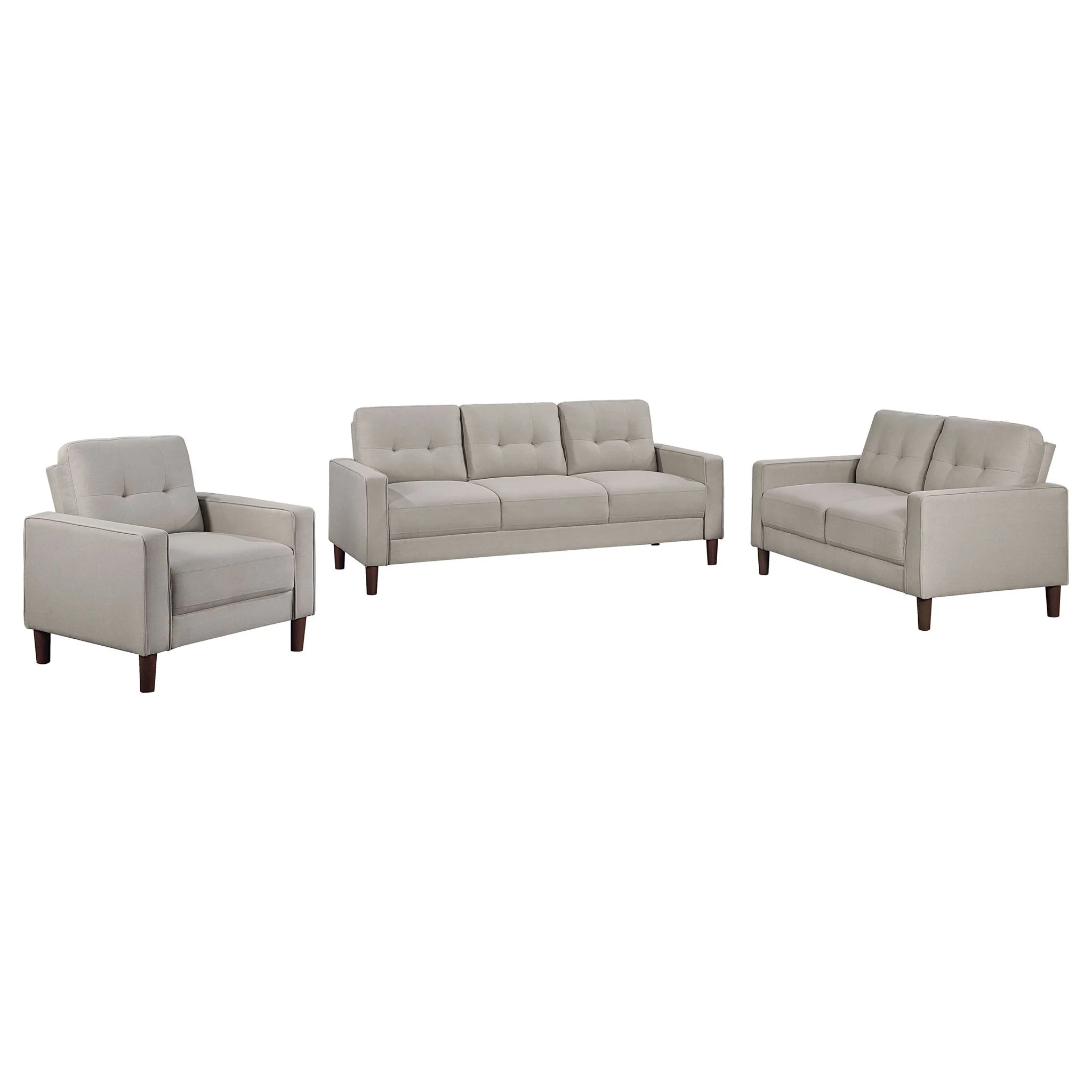 Bowen 3-piece Upholstered Track Arm Tufted Sofa Set Beige - Image 2