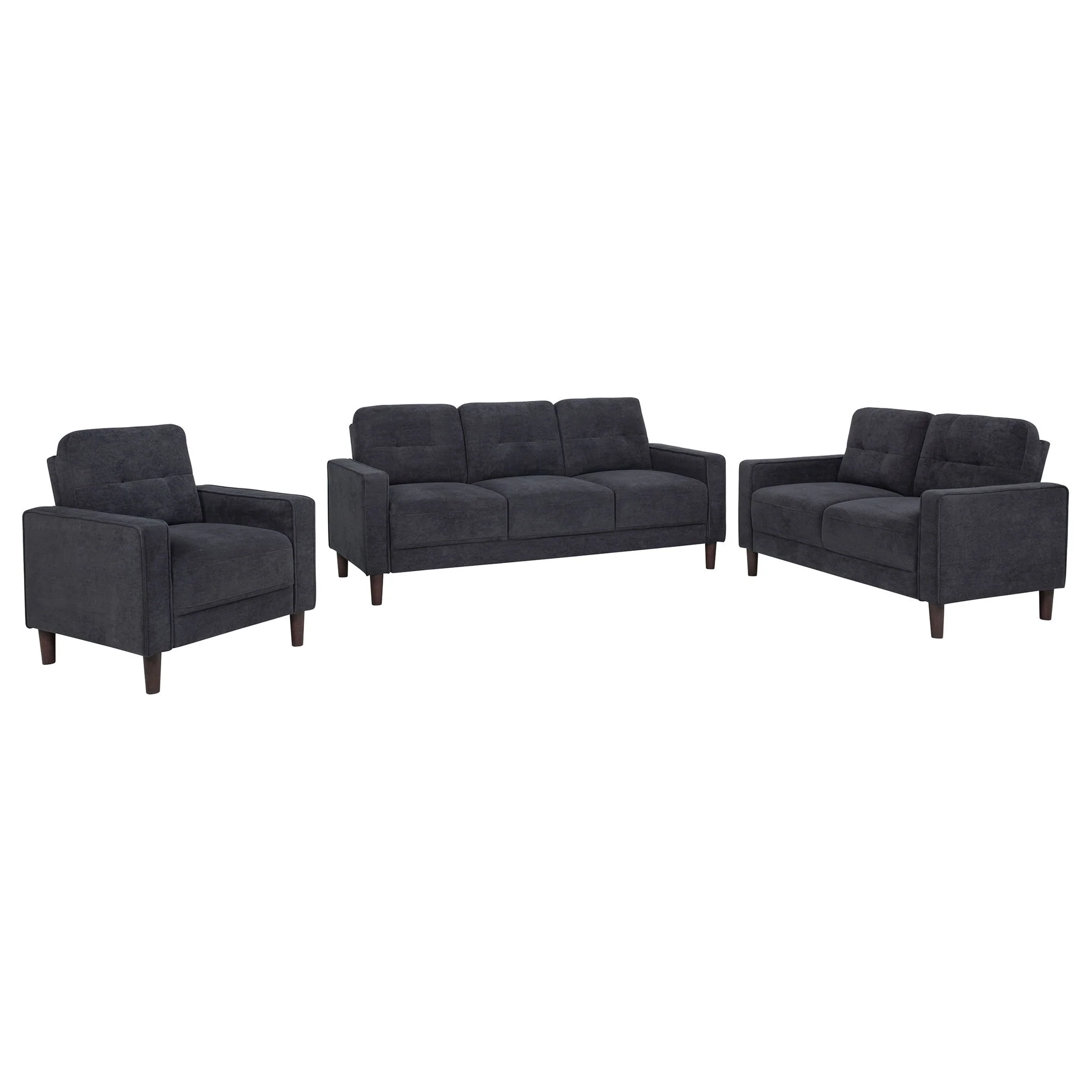 Bowen II 3-piece Upholstered Track Arm Sofa Set Steel Grey - Image 3