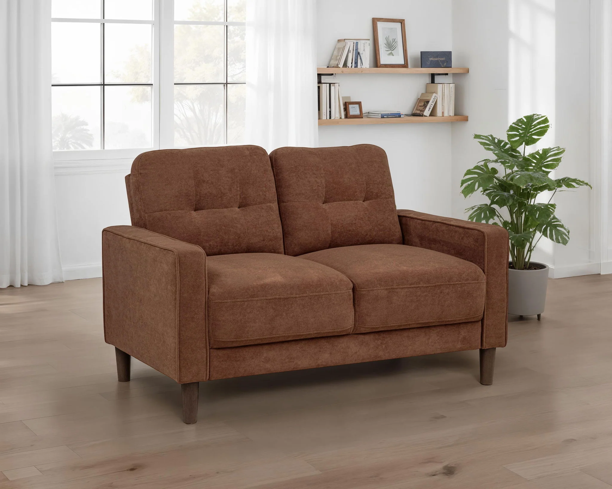 Bowen II Fabric Upholstered Track Arm Loveseat Rust - Image 4