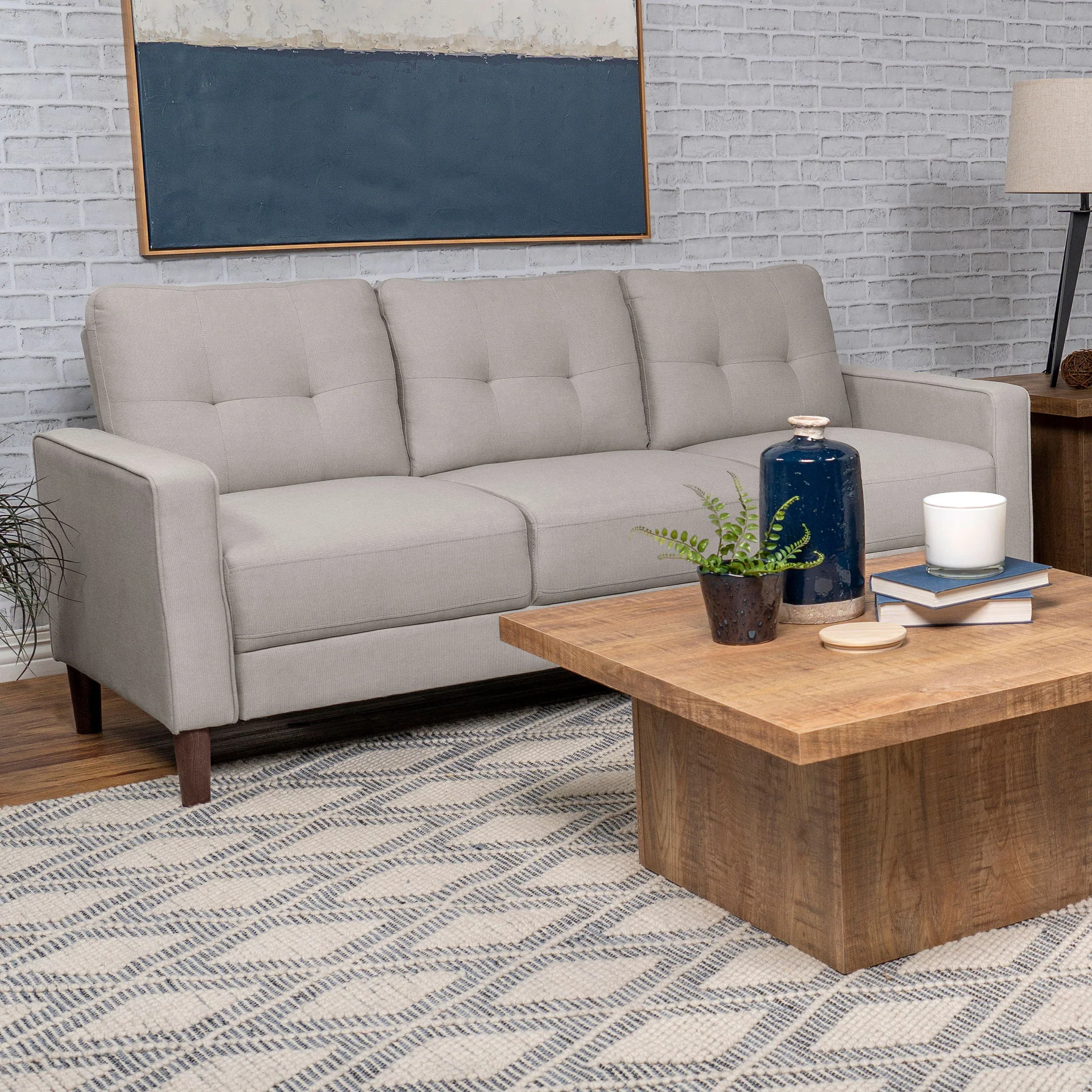 Bowen Upholstered Track Arm Tufted Sofa Beige - Image 3
