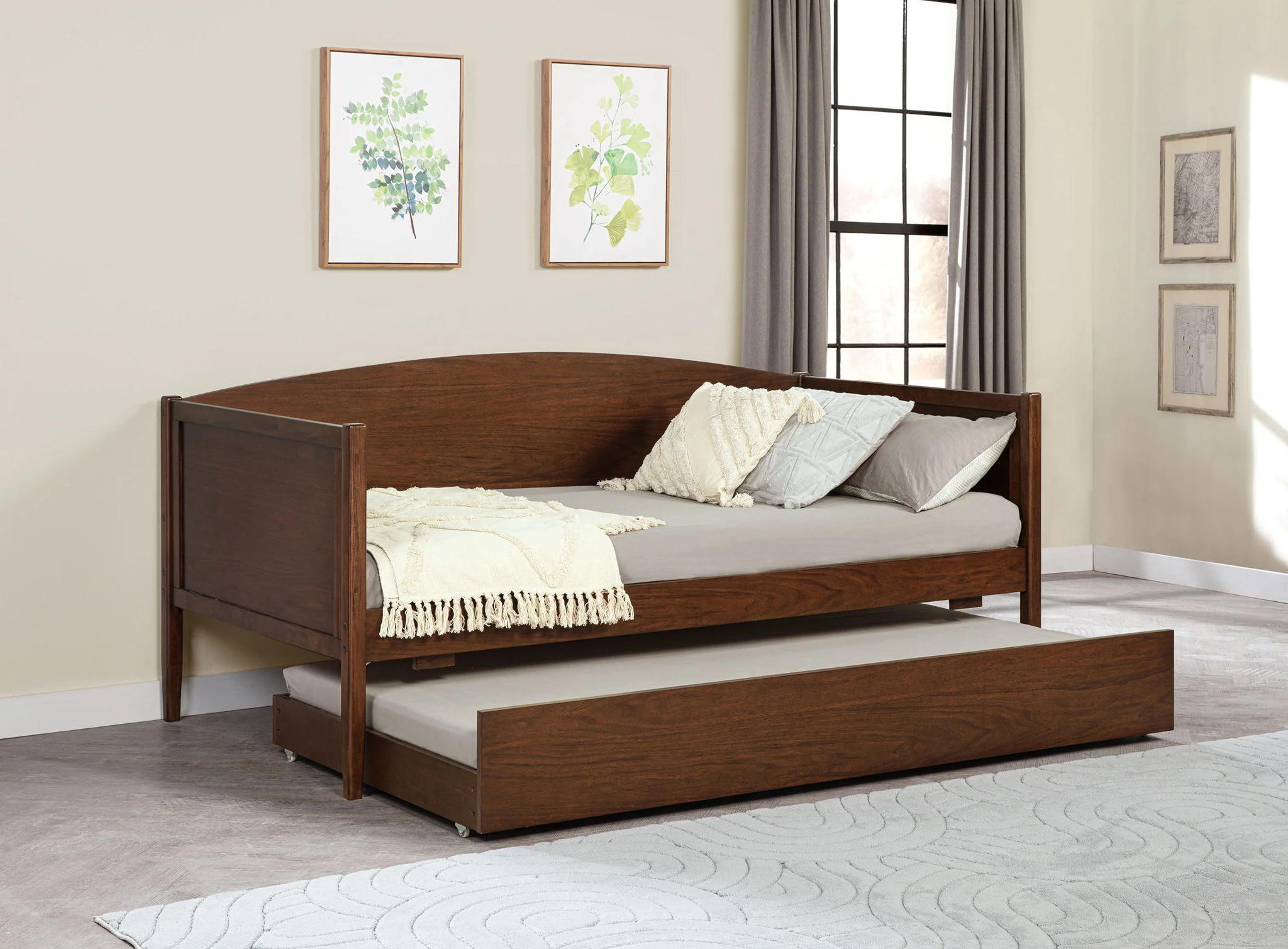 Bozeman Wood Twin Daybed With Trundle Medium Walnut - Image 4