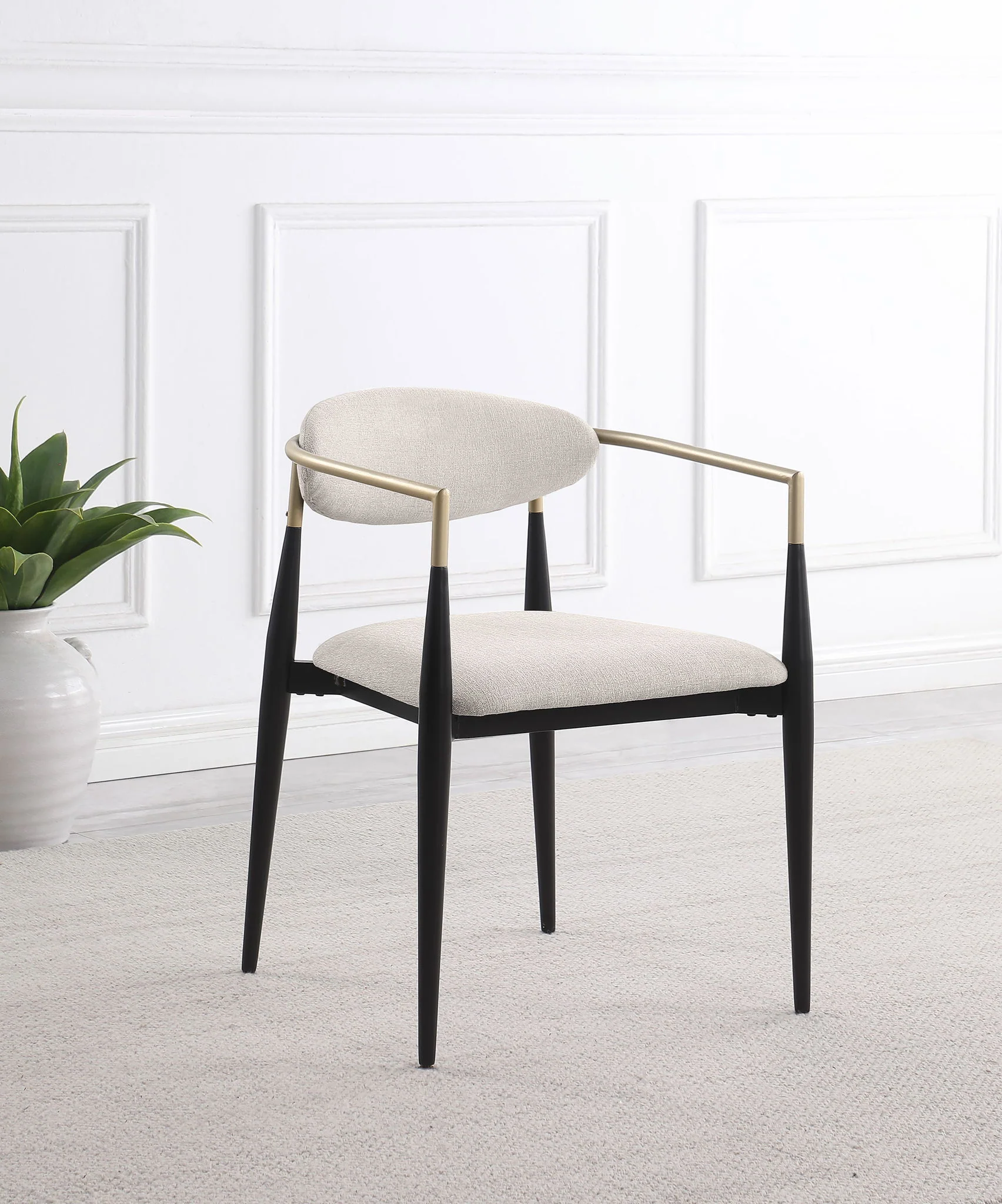 Bradbury Fabric Upholstered Dining Arm Chair Beige (Set of 2) - Image 3