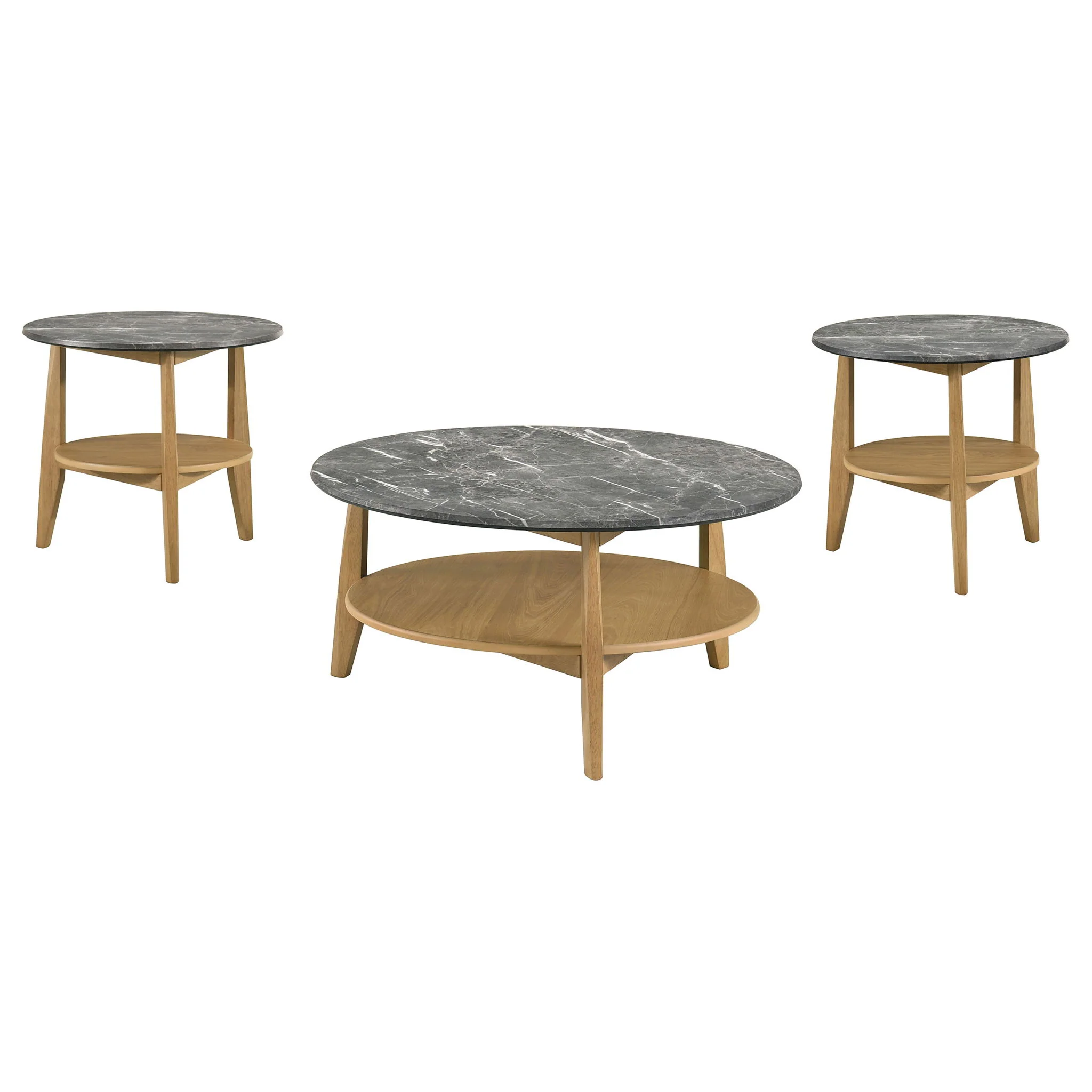 Bradley 3-Piece Round SmartTop Coffee Table Set Grey and Natural - Image 4