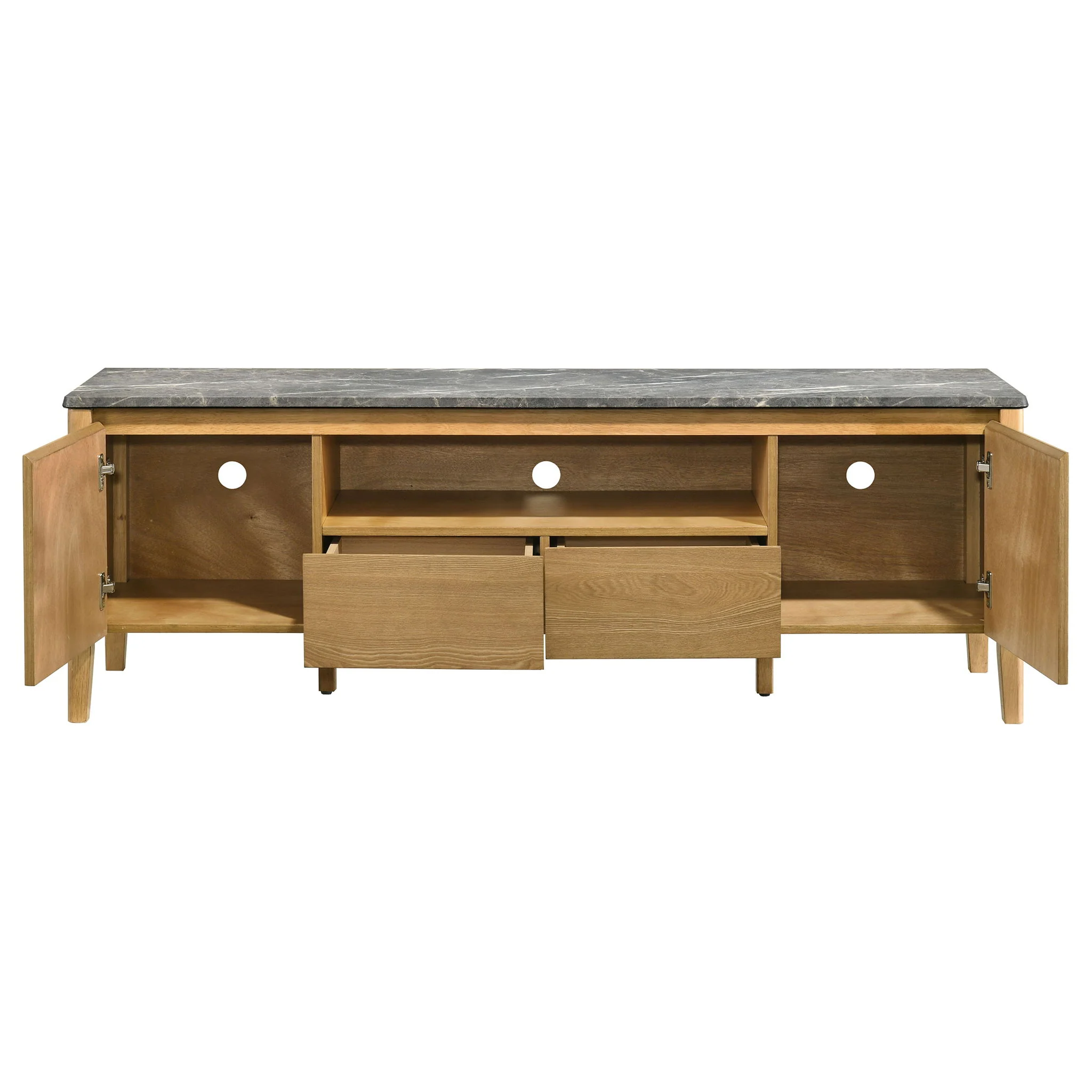 Bradley 63-inch 2-Door SmartTop TV Stand Grey and Natural - Image 2
