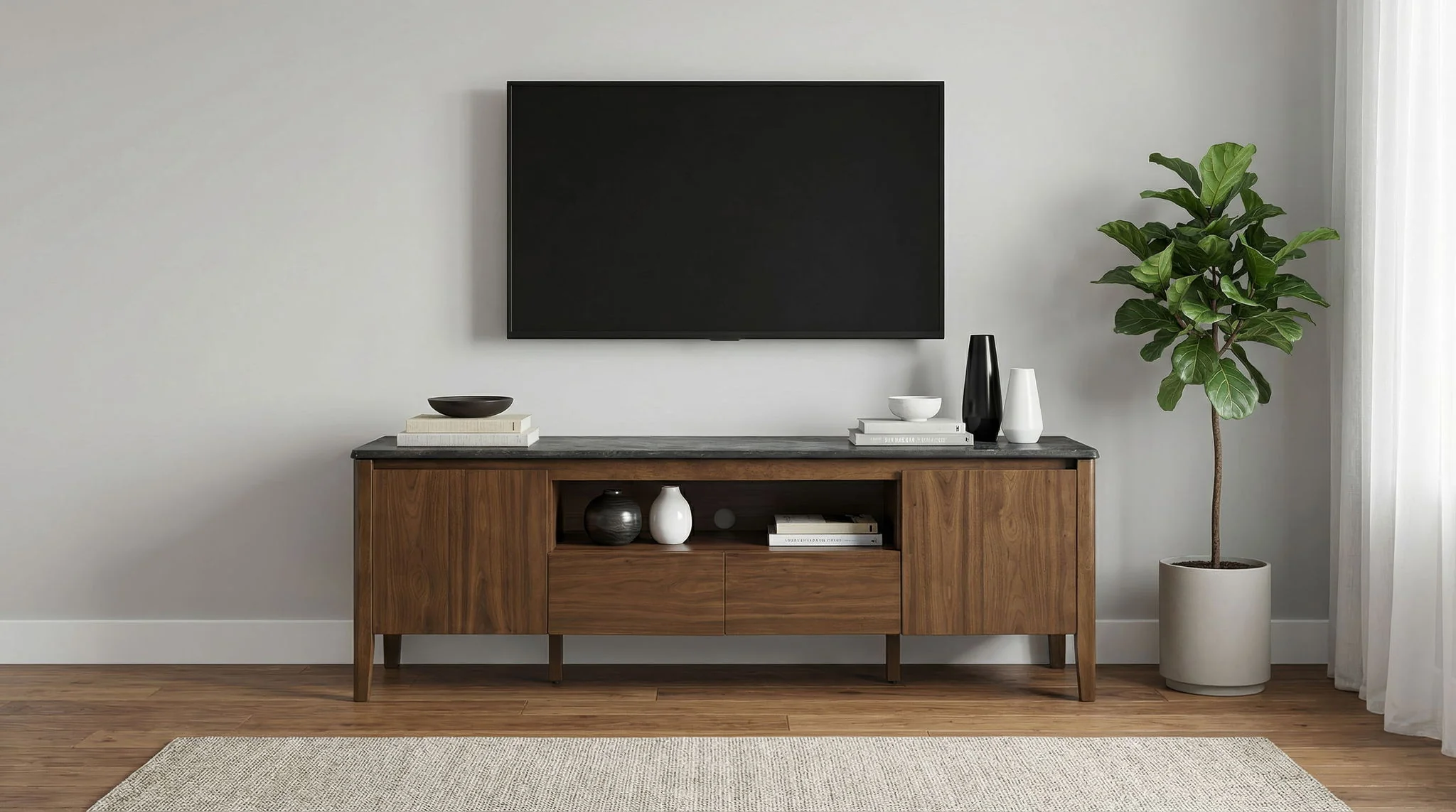 Bradley 63-inch 2-Door SmartTop TV Stand Smokey Grey and Brown - Image 4