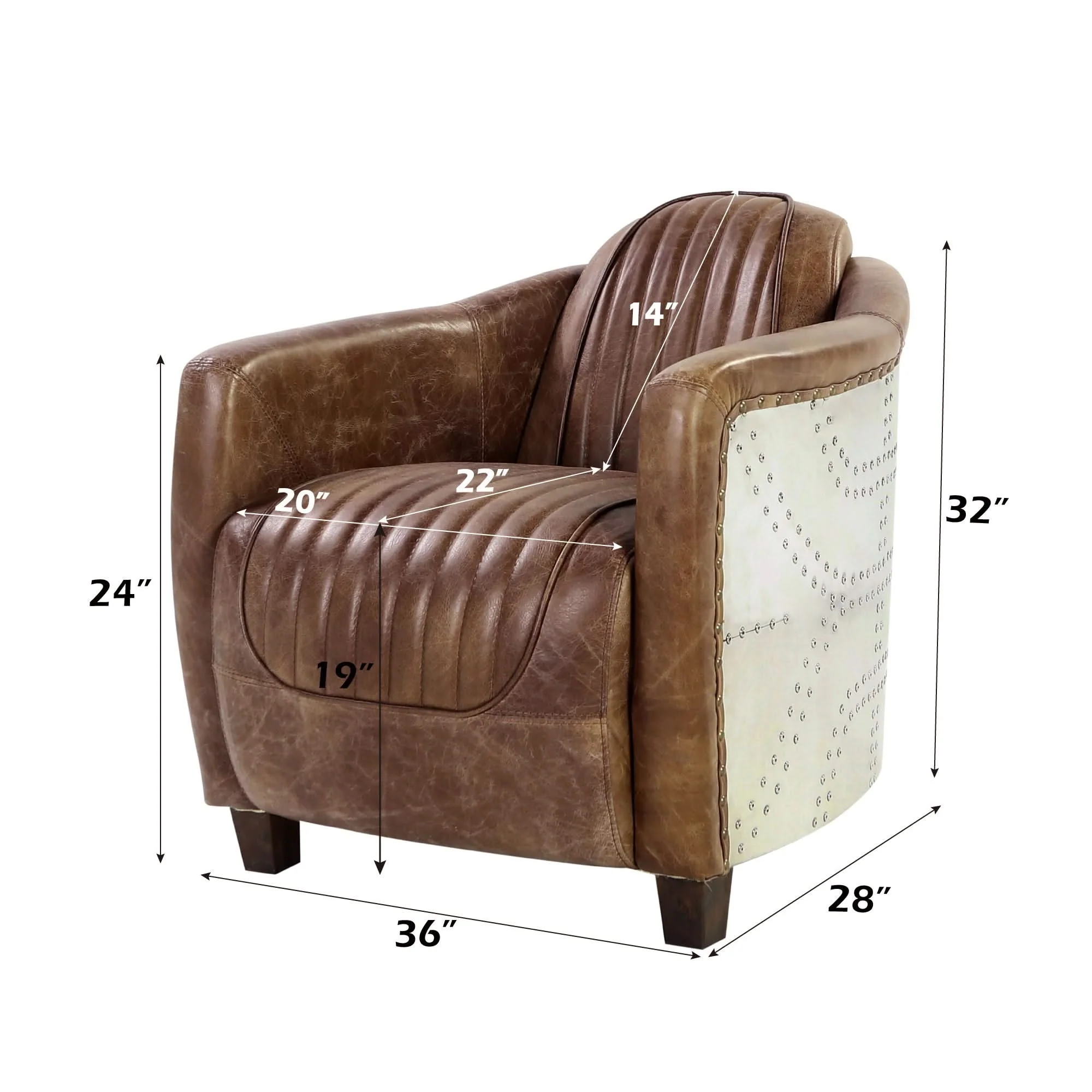 Brancaster - Grain Leather Chair - Brown - Image 3