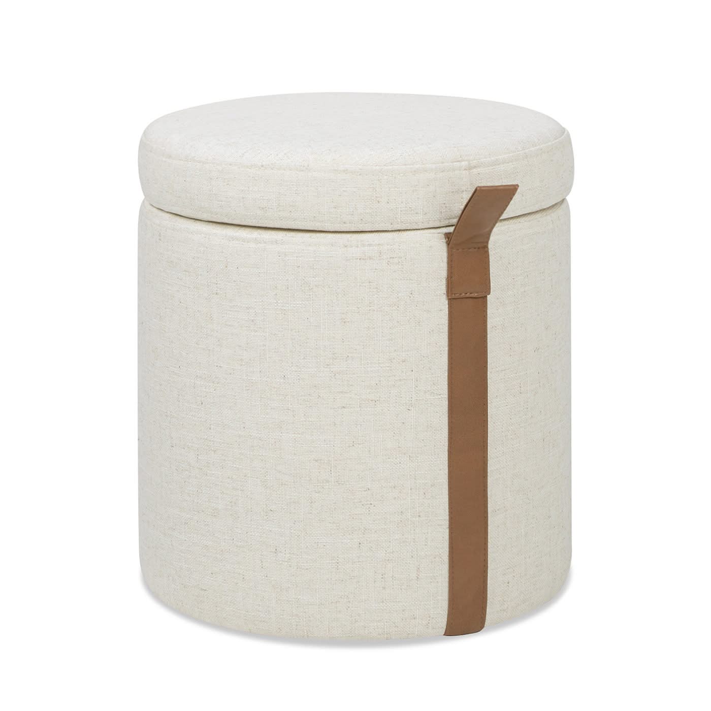 Brandy - Round Upholstered Storage Ottoman With Accent - Image 2