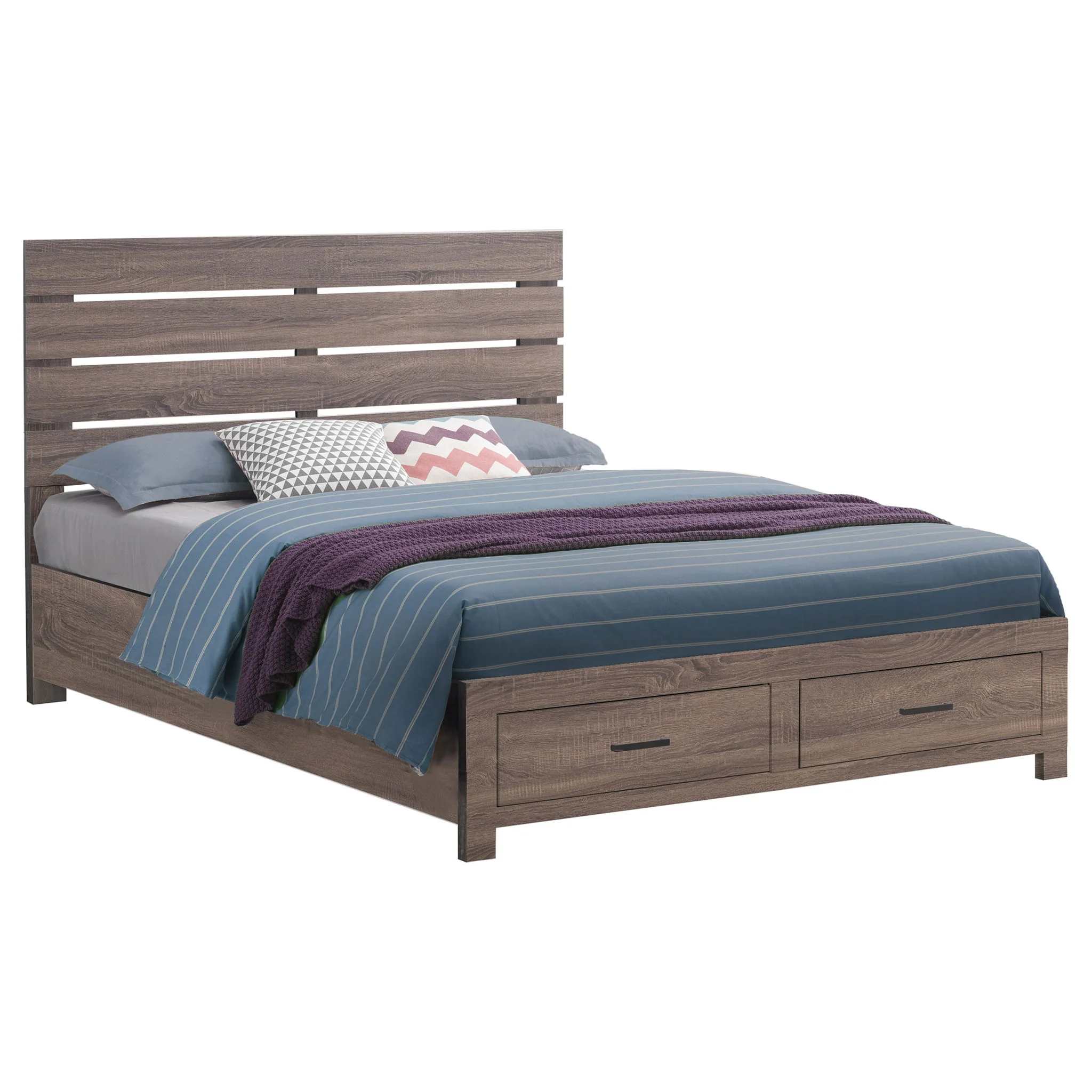 Brantford Wood Queen Storage Panel Bed Barrel Oak - Image 4