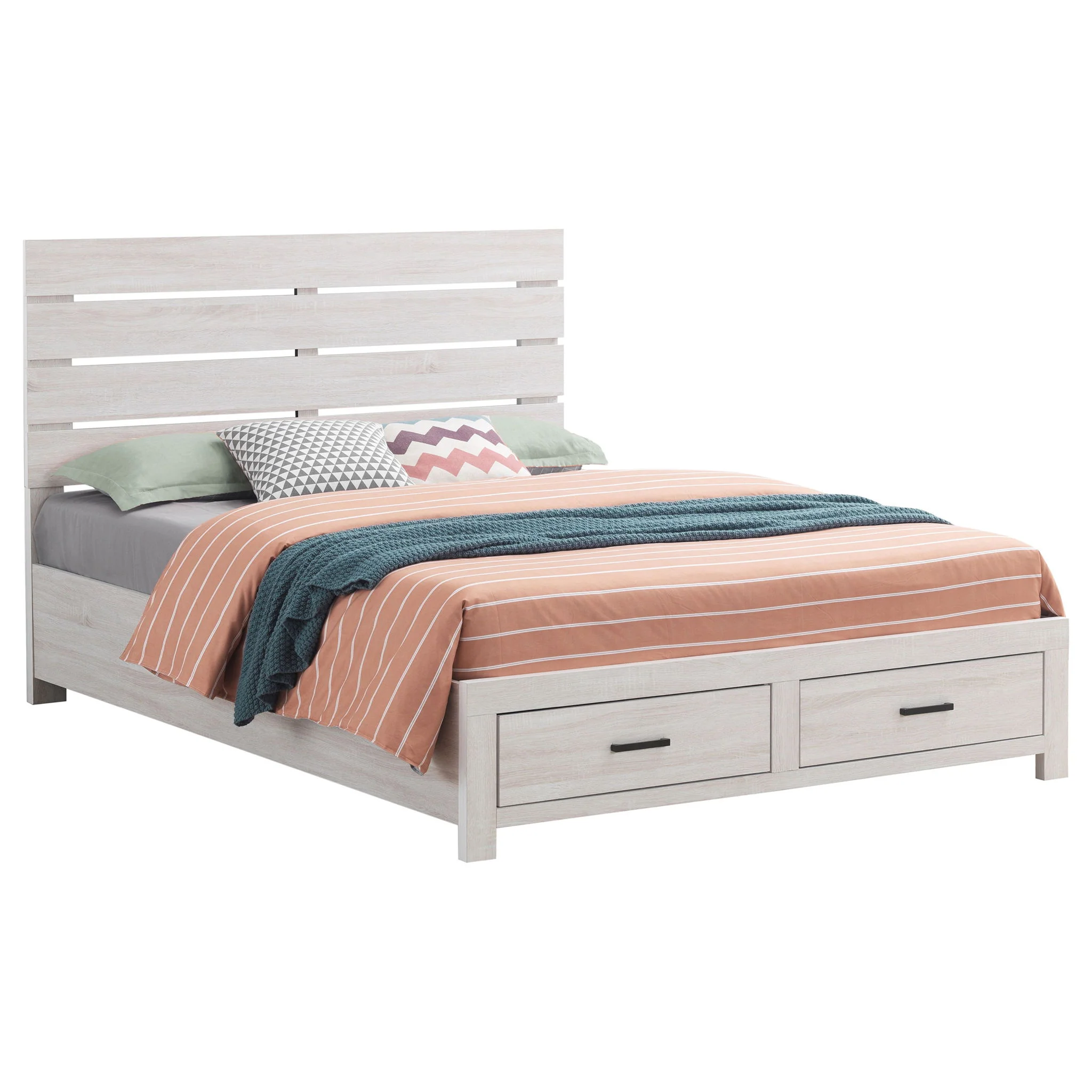 Brantford Wood Queen Storage Panel Bed Coastal White - Image 4