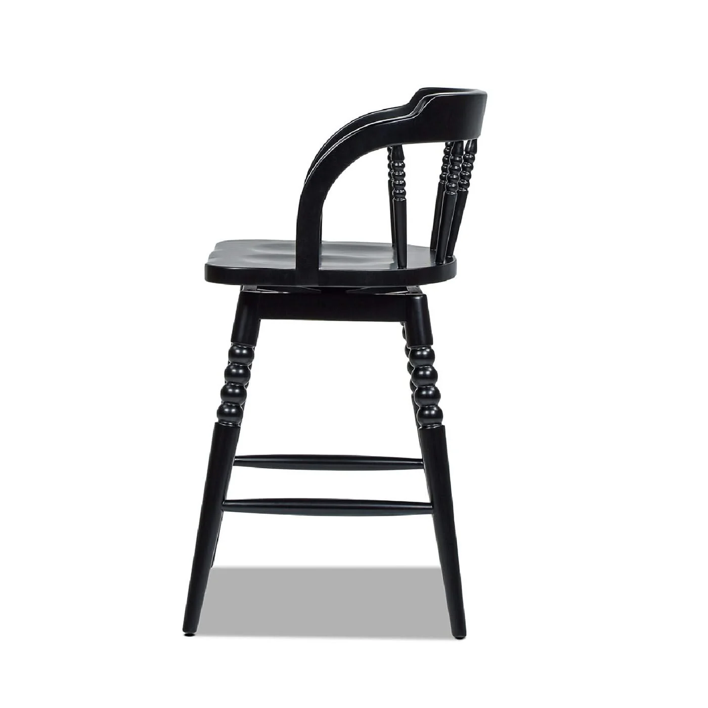 Breda - Turned Bubble Spindle Low Back Counter Stool - Black - Image 2