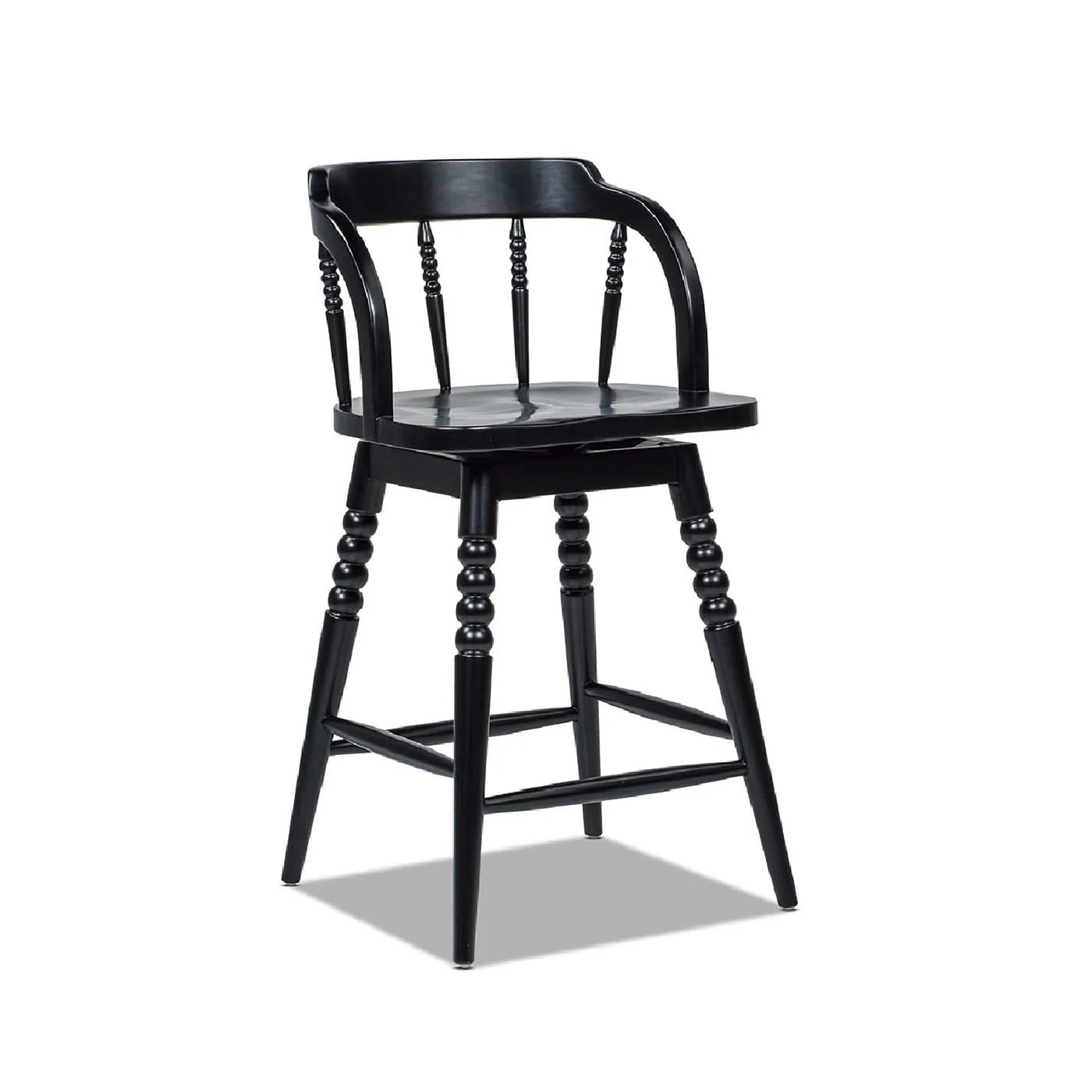 Breda - Turned Bubble Spindle Low Back Counter Stool - Black - Image 3