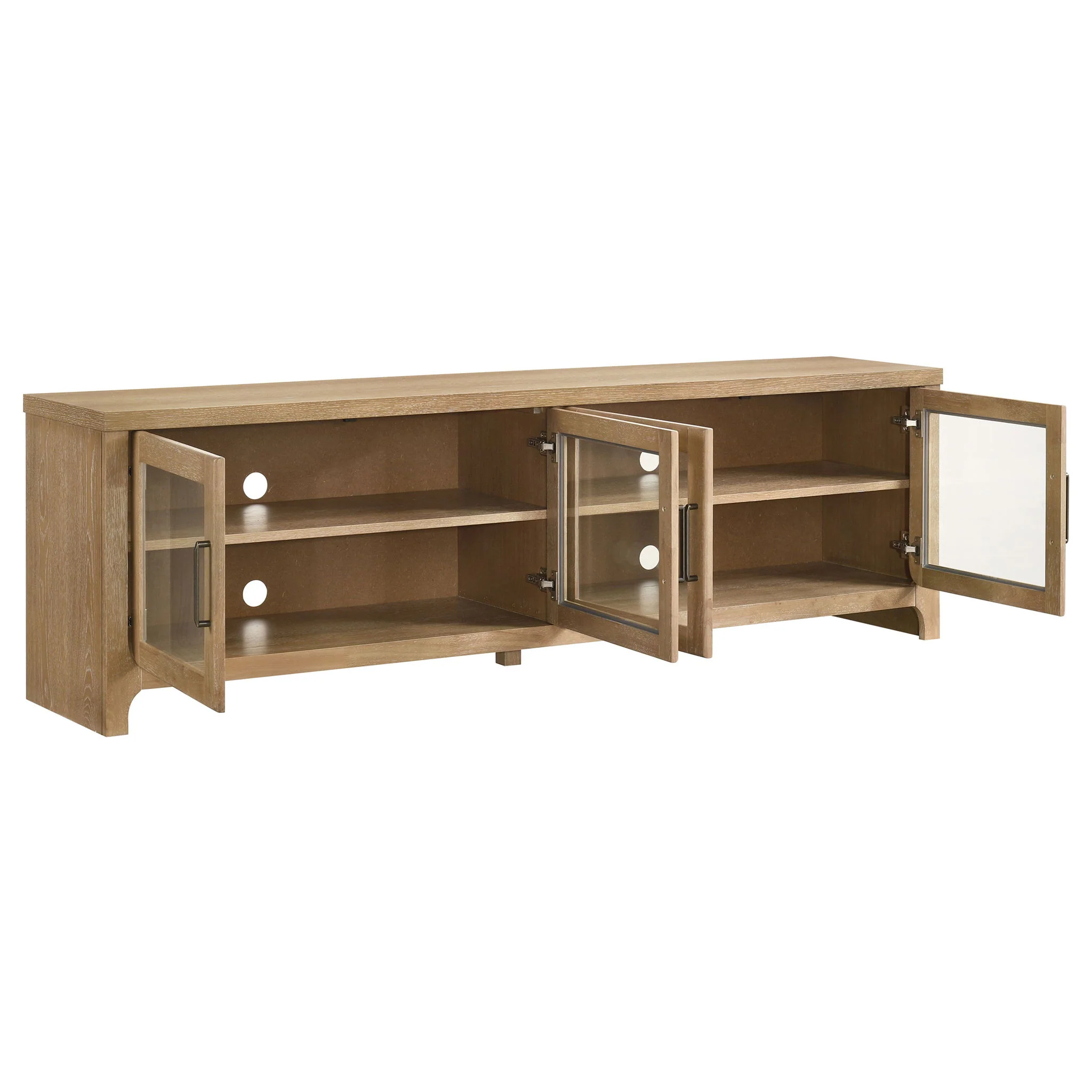 Brenham 79-inch 4-door TV Stand Media Console Washed Oak - Image 2