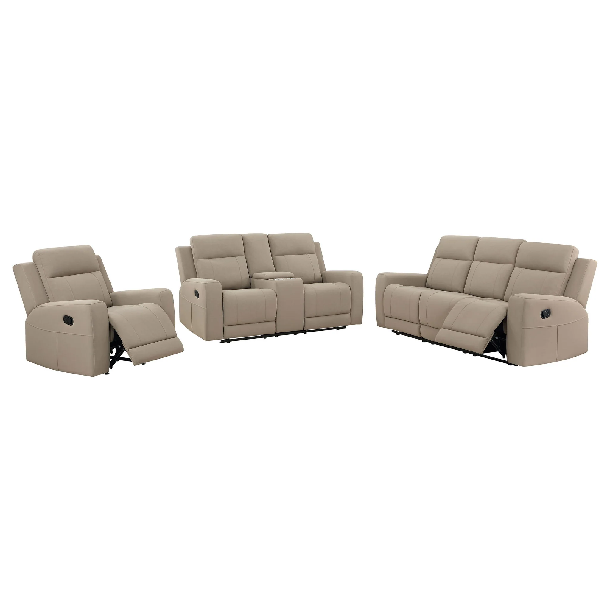 Brentwood 3-piece Upholstered Reclining Sofa Set Taupe - Image 3