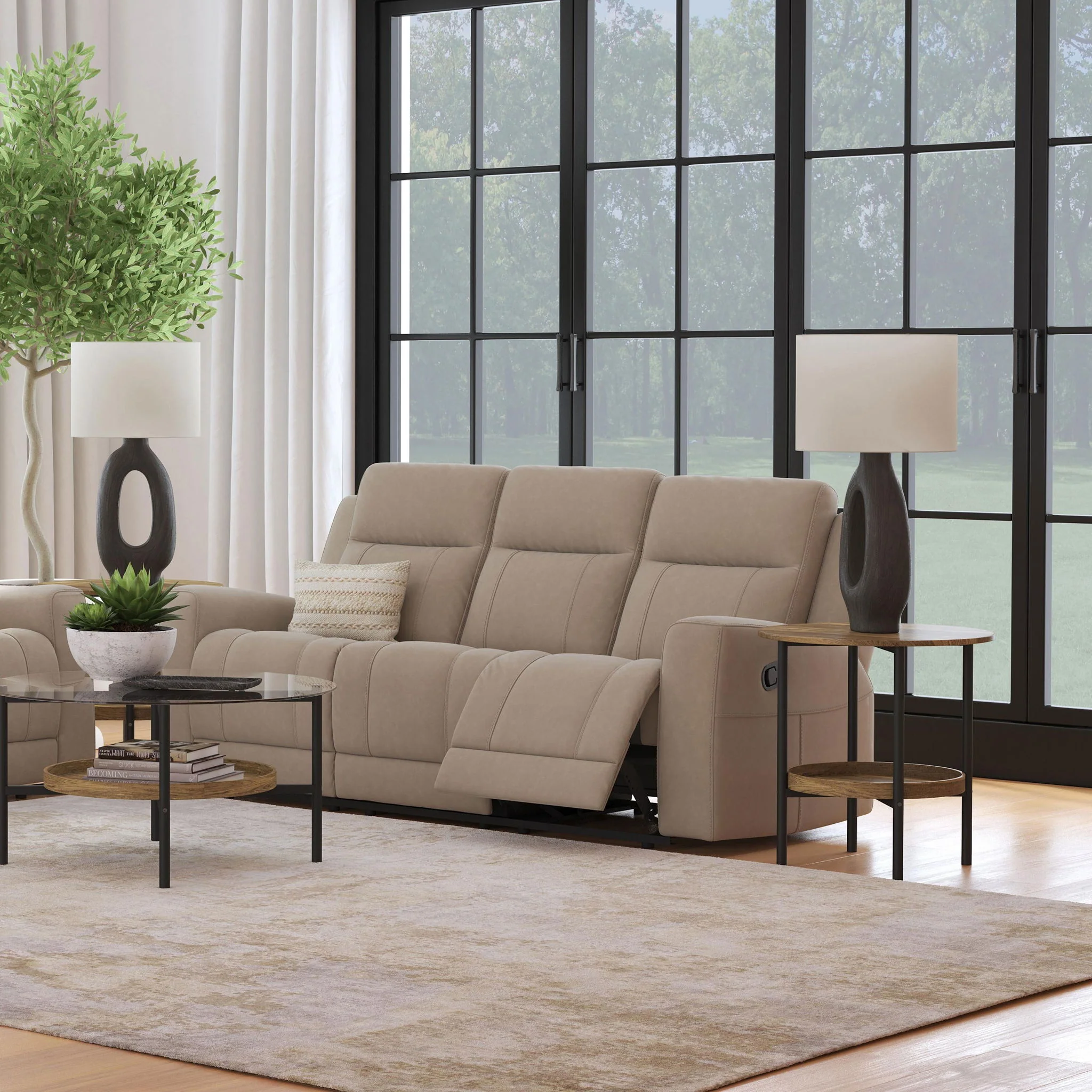 Brentwood Upholstered Motion Reclining Sofa Taupe - Image 2