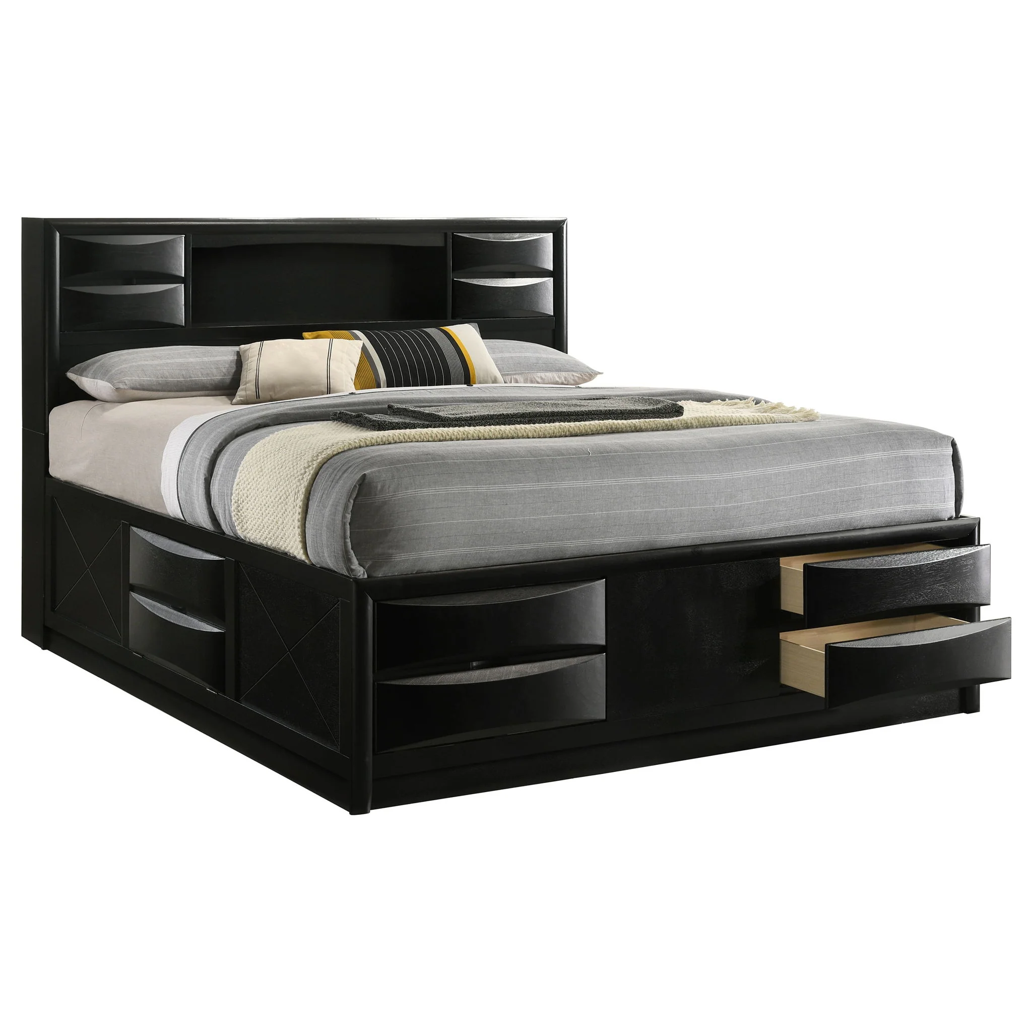 Briana Wood Eastern King Storage Bookcase Bed Black - Image 2