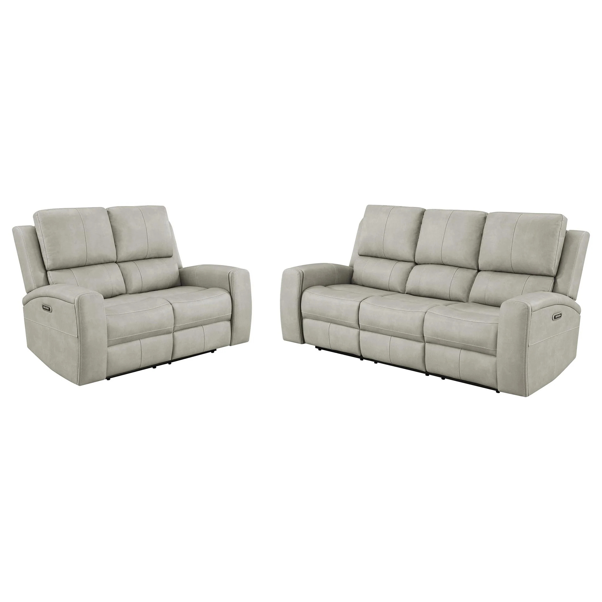 Brickston 2-piece Triple Power Reclining Sofa Set Grey - Image 3