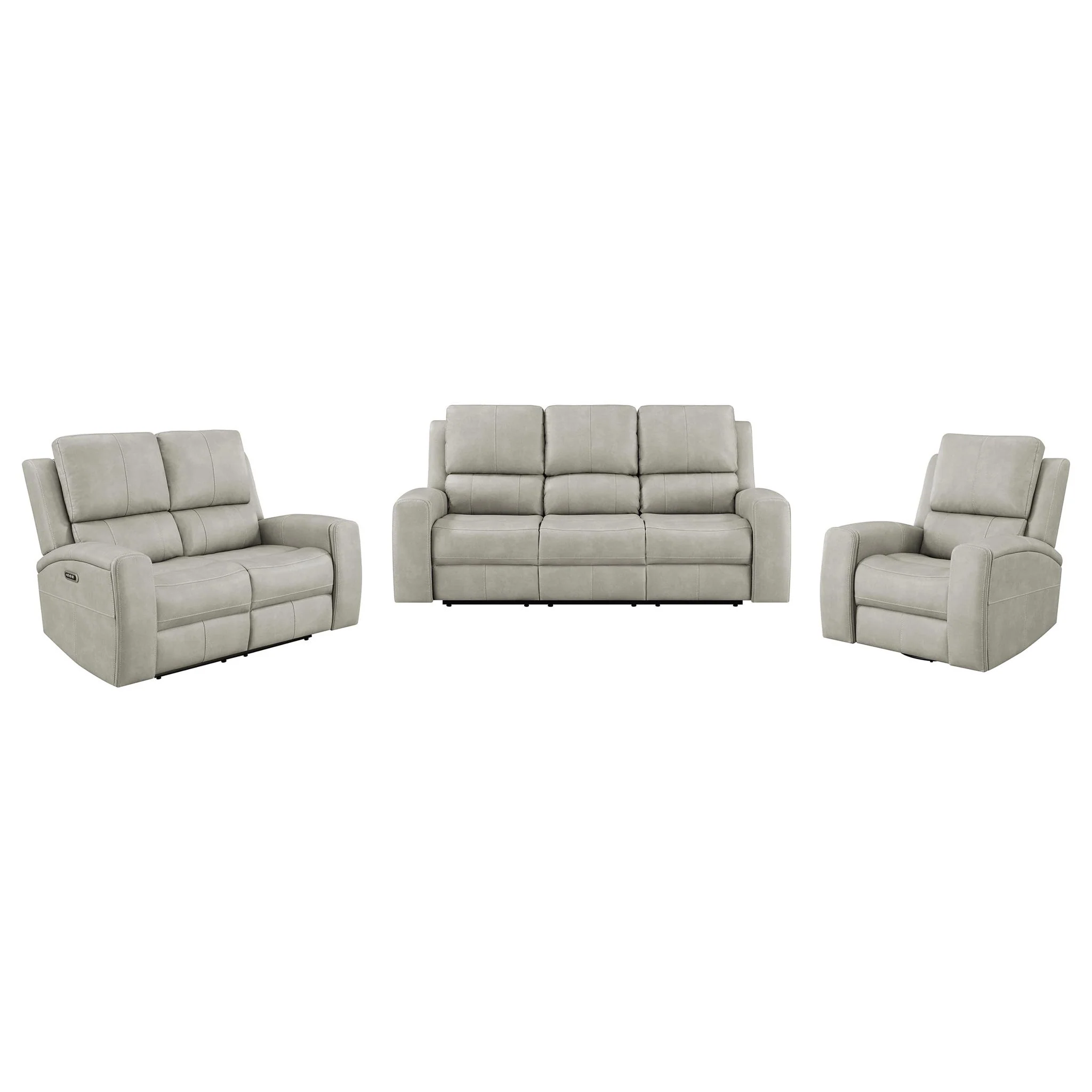 Brickston 3-piece Triple Power Reclining Sofa Set Grey - Image 3