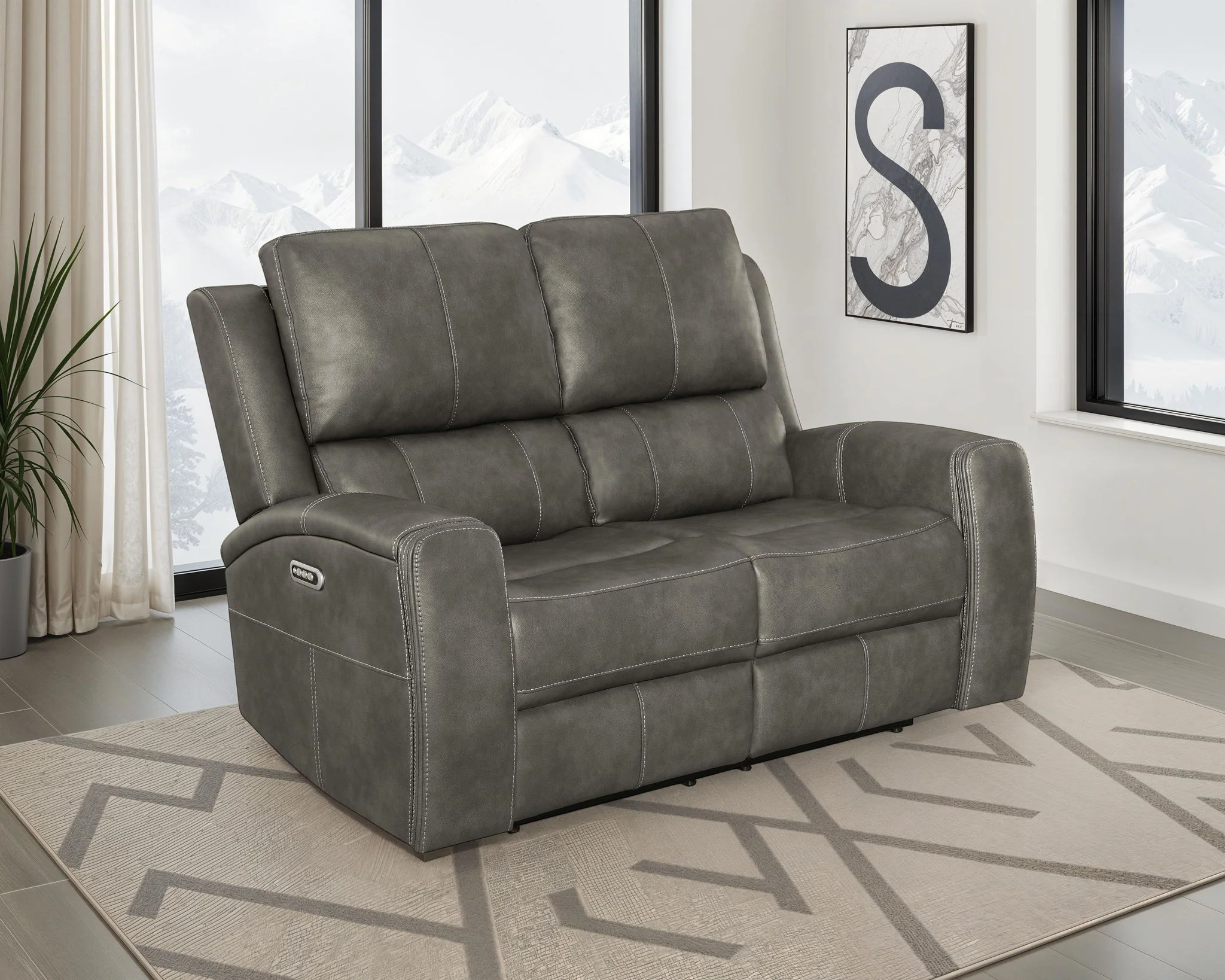 Brickston Triple Power Reclining Loveseat Charcoal - Image 2