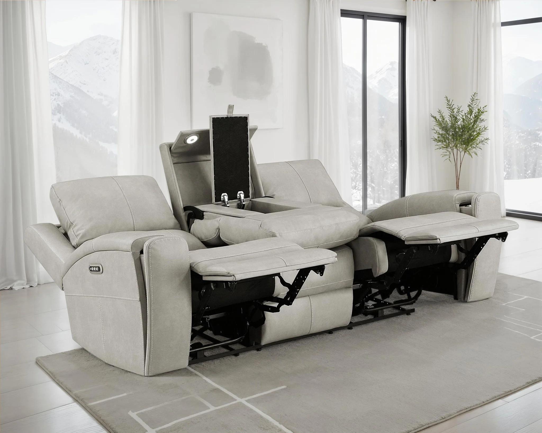 Brickston Triple Power Reclining Sofa Grey