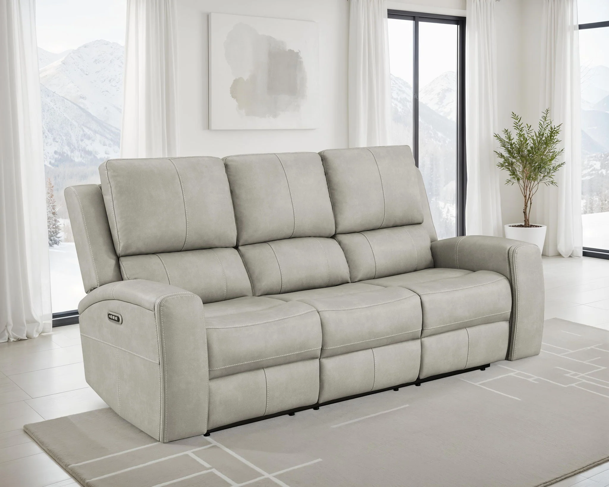 Brickston Triple Power Reclining Sofa Grey - Image 4