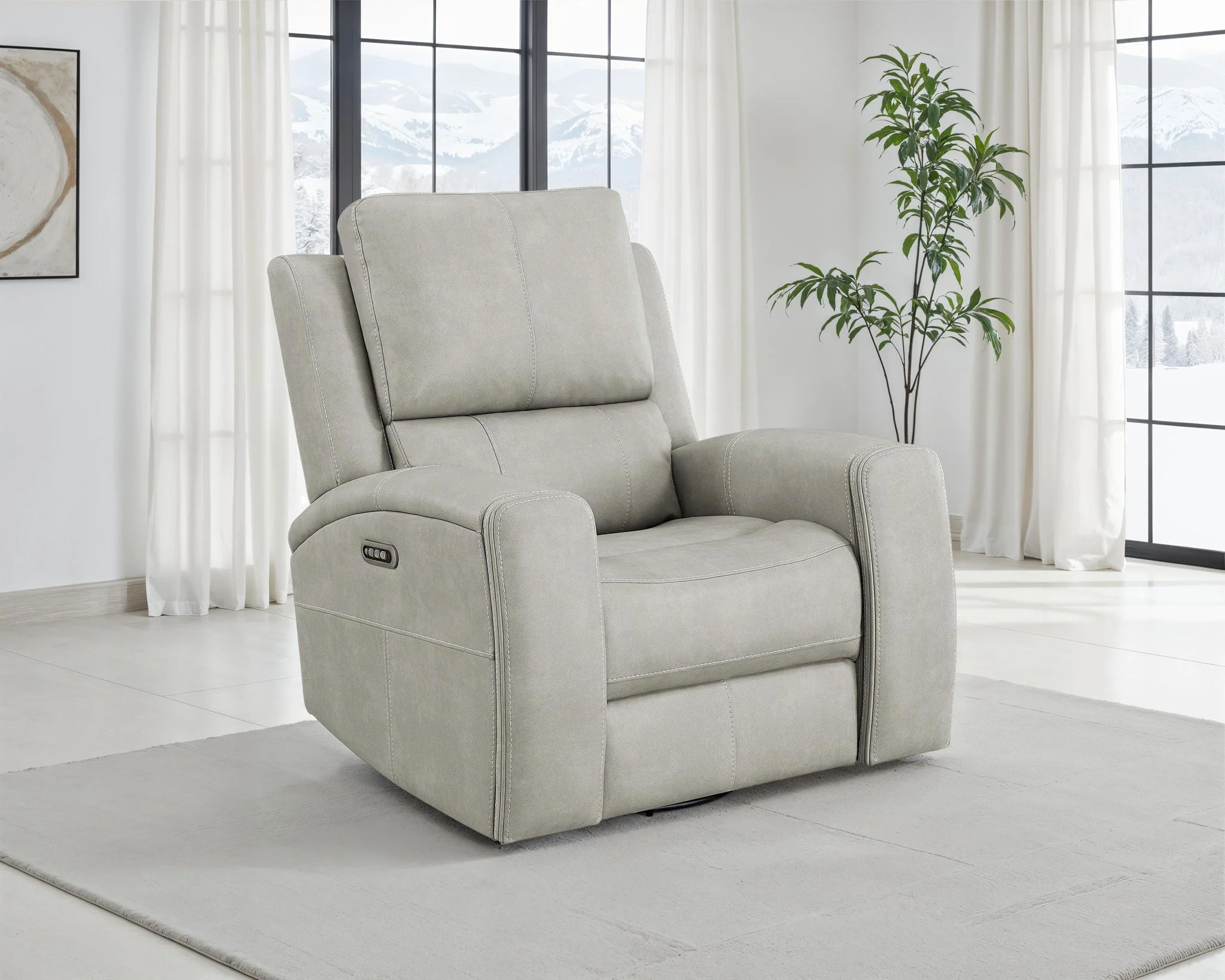 Brickston Triple Power Swivel Glider Recliner Grey - Image 3