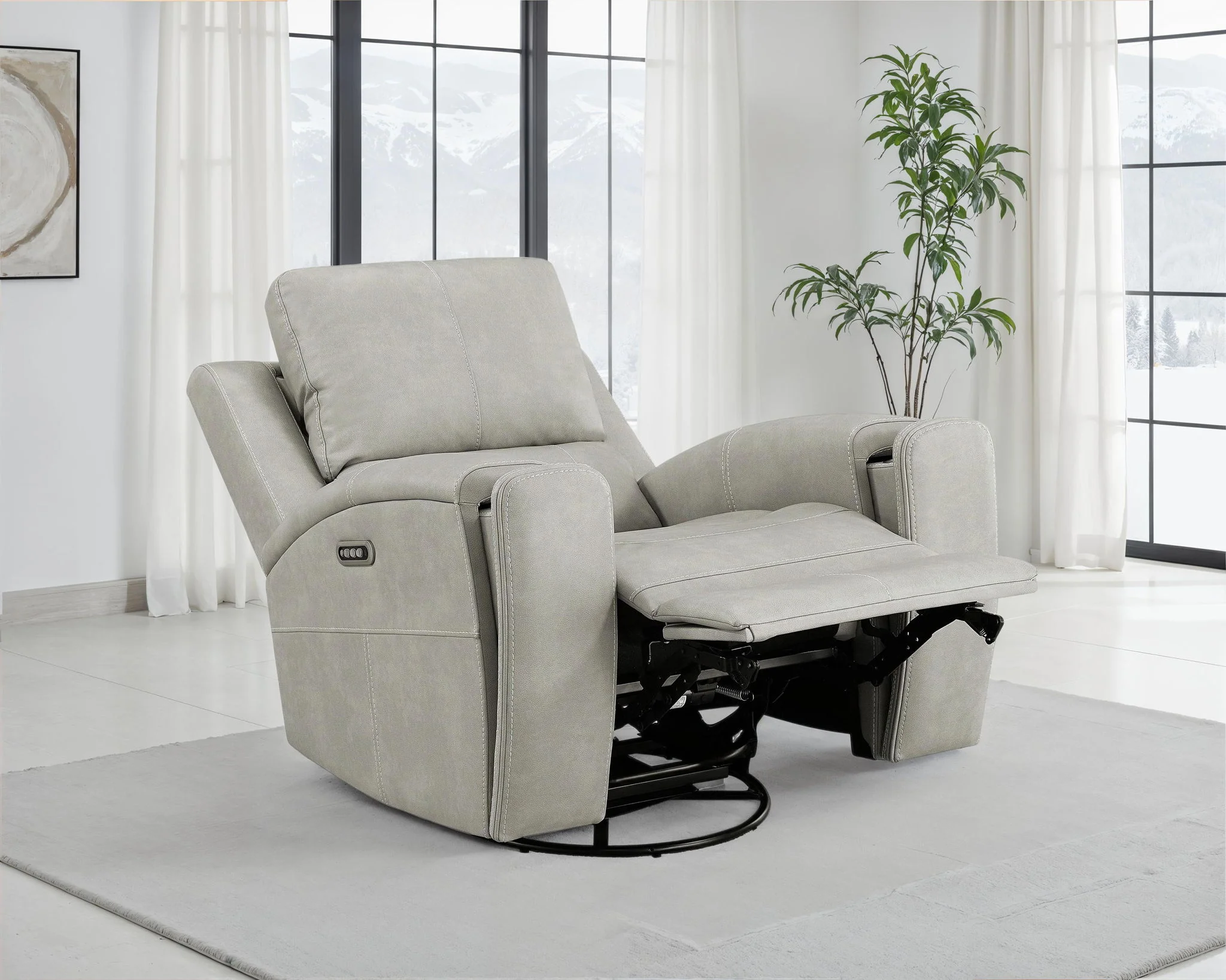 Brickston Triple Power Swivel Glider Recliner Grey - Image 4