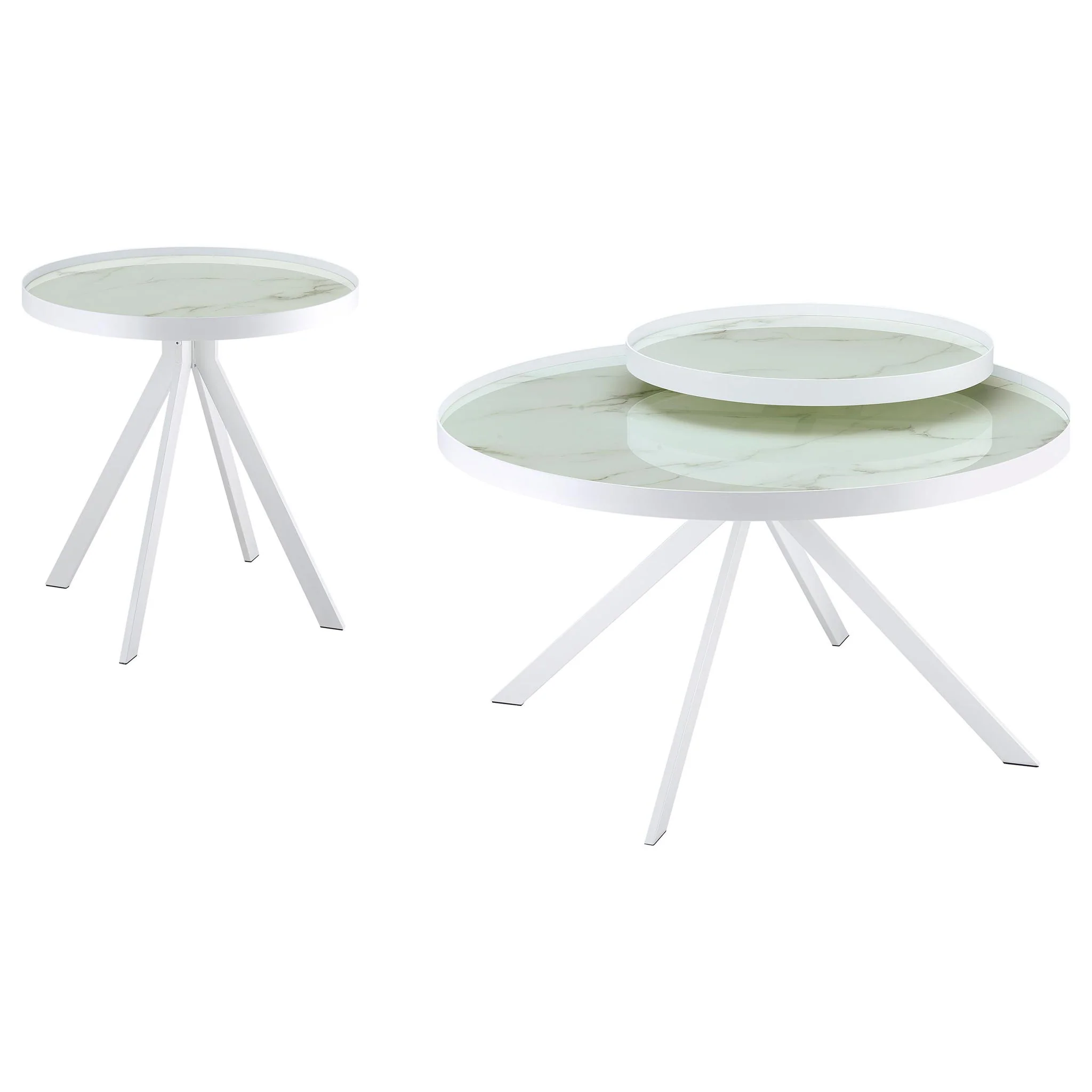 Briggs 2-piece Round Coffee and End Table Set White - Image 3