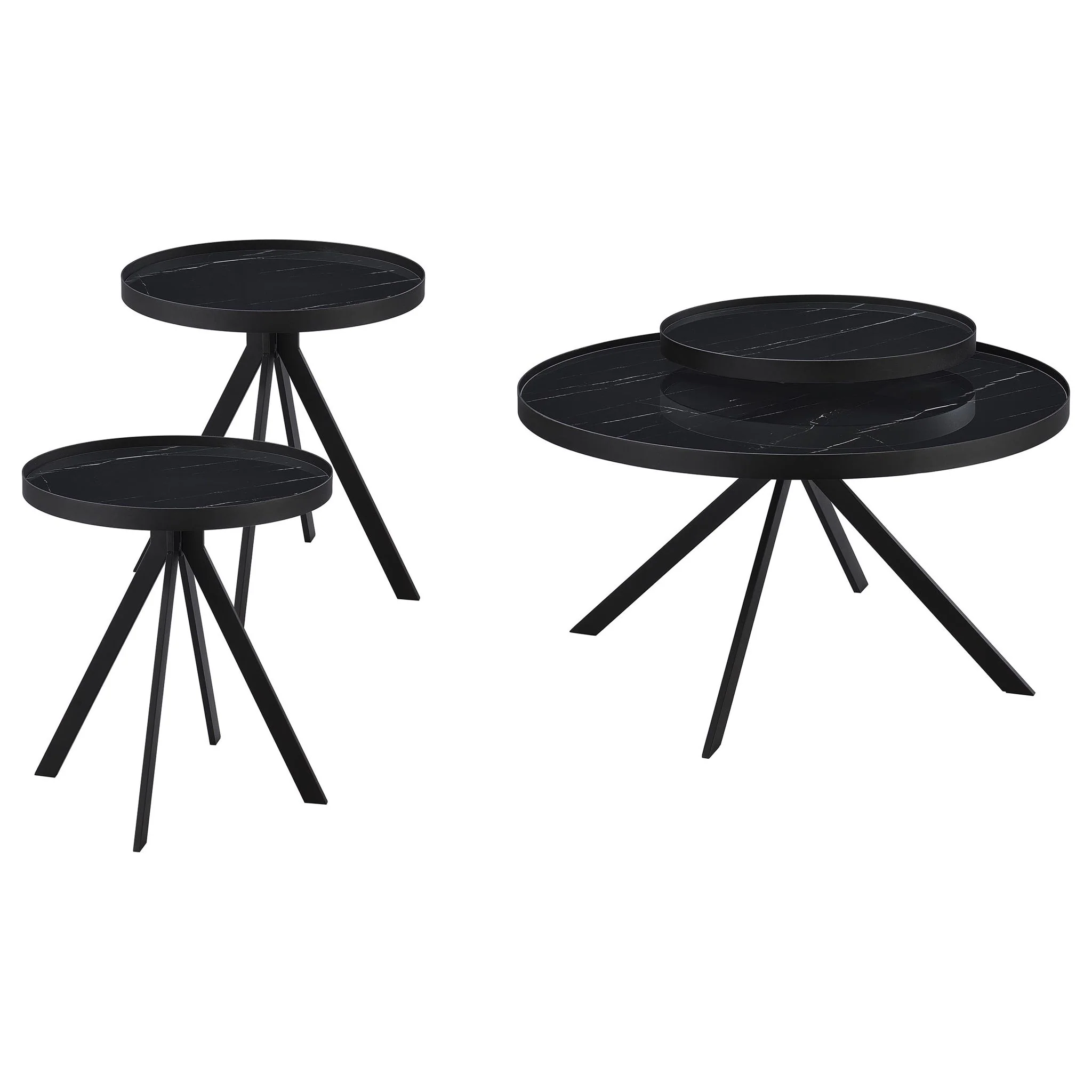 Briggs 3-piece Round Coffee and End Table Set Black - Image 2
