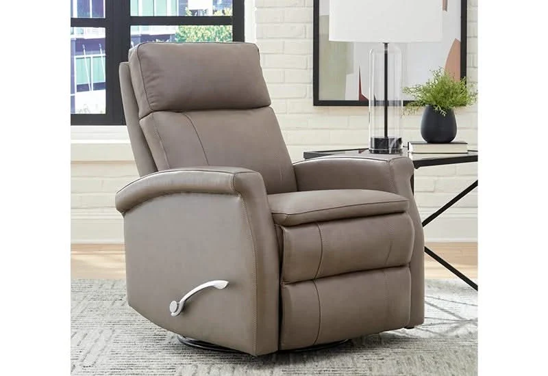 Bristol Russet & Graphite Leather Swivel Glider Recliner - Image 2