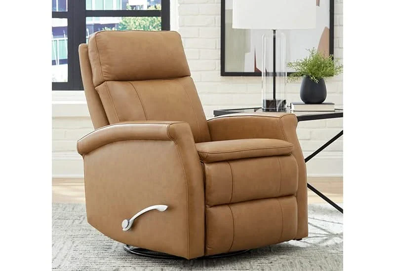 Bristol Russet & Graphite Leather Swivel Glider Recliner - Image 3