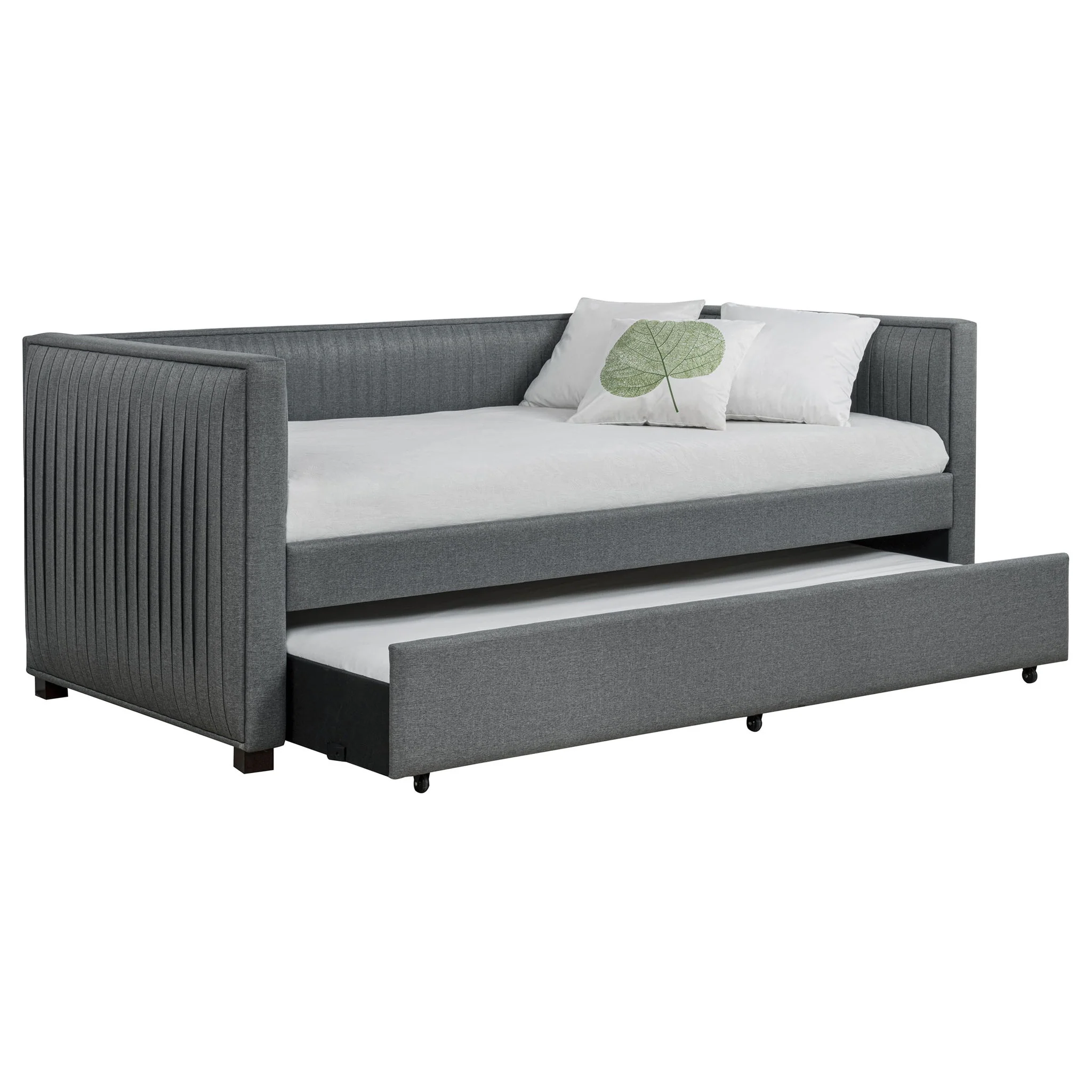 Brodie Upholstered Twin Daybed with Trundle Grey - Image 4