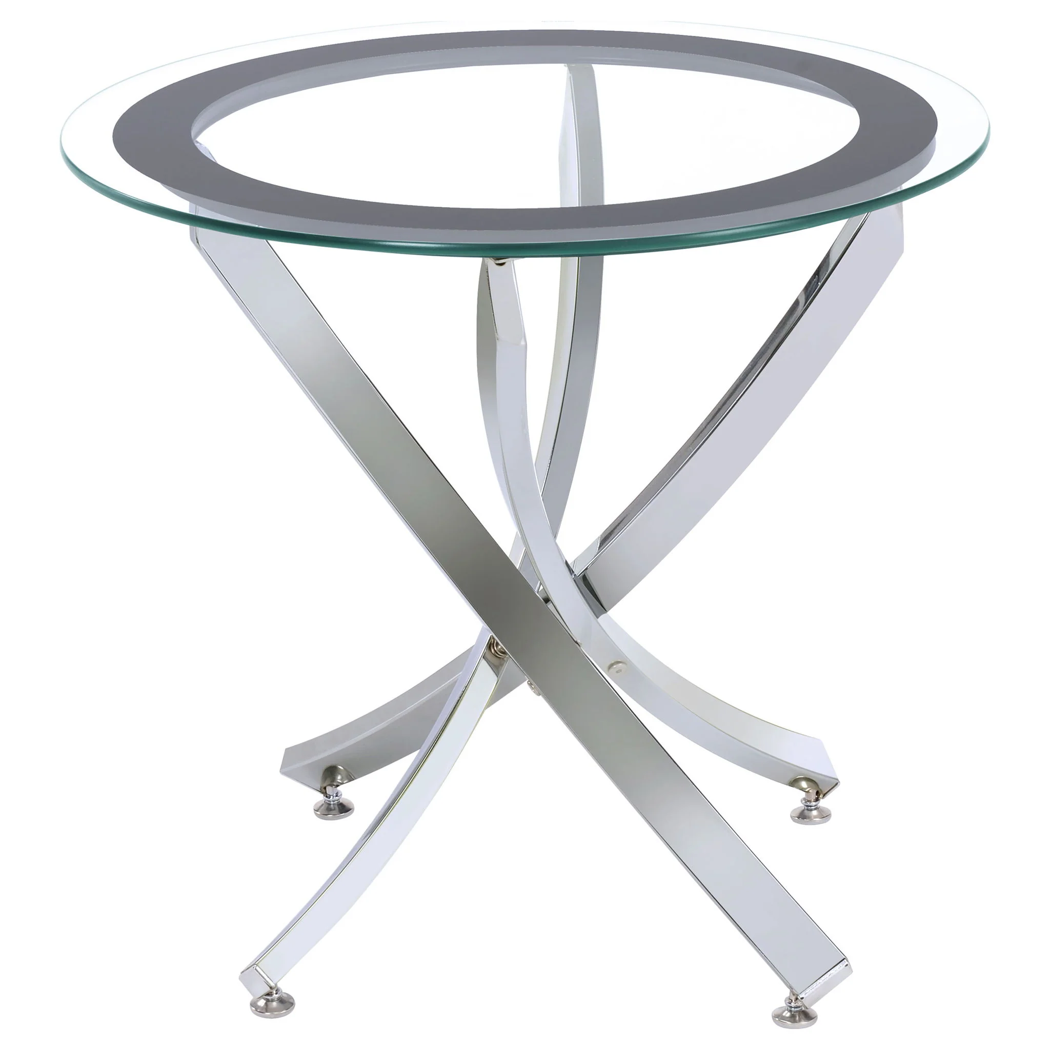Brooke 2-piece Round Coffee and End Table Set Chrome - Image 2