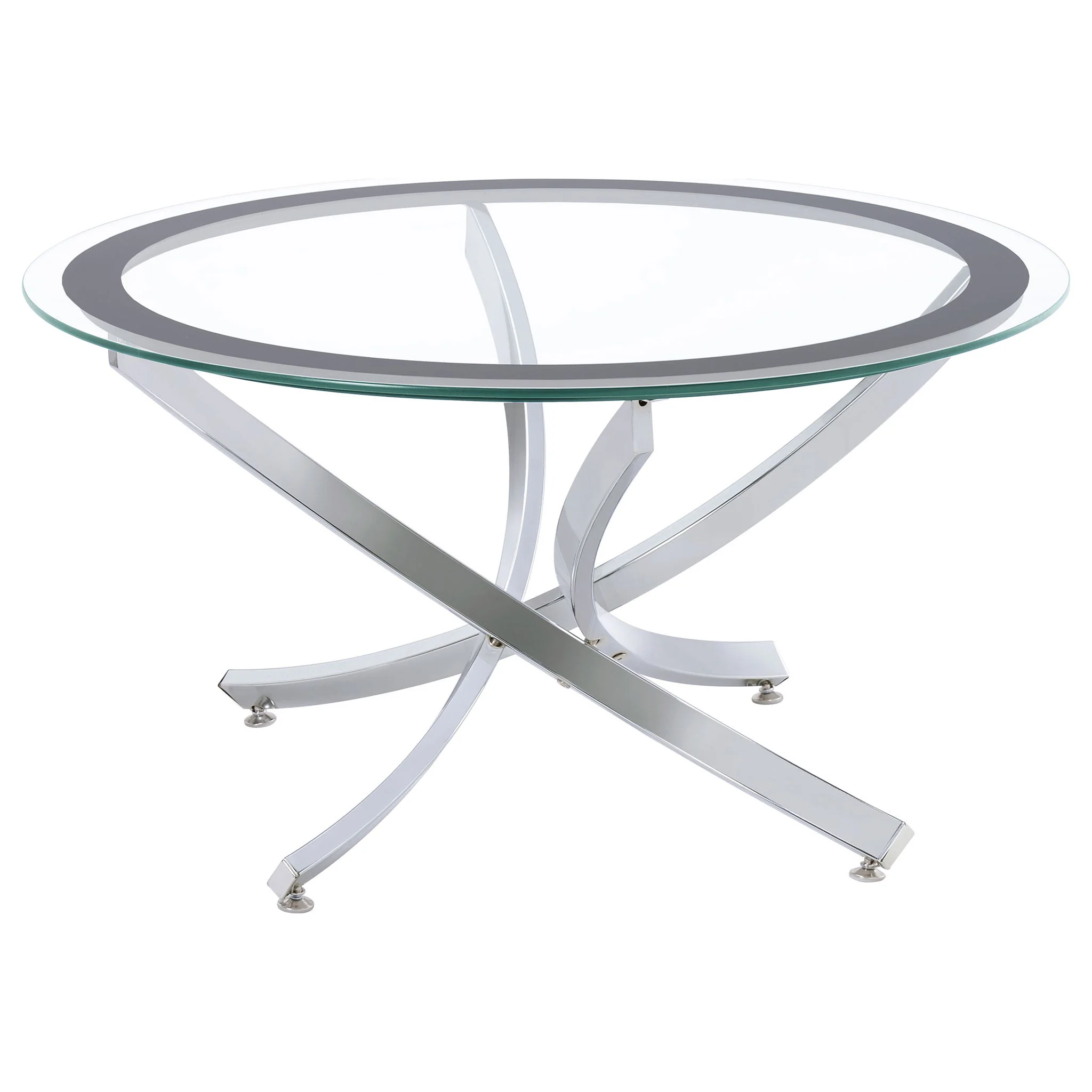 Brooke 2-piece Round Coffee and End Table Set Chrome - Image 3