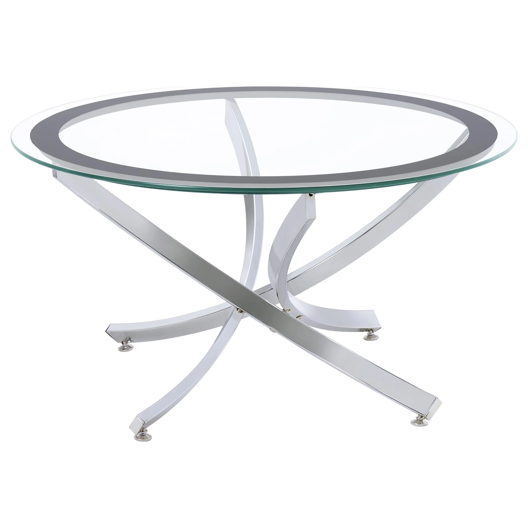Brooke 3-piece Round Coffee and End Table Set Chrome - Image 4