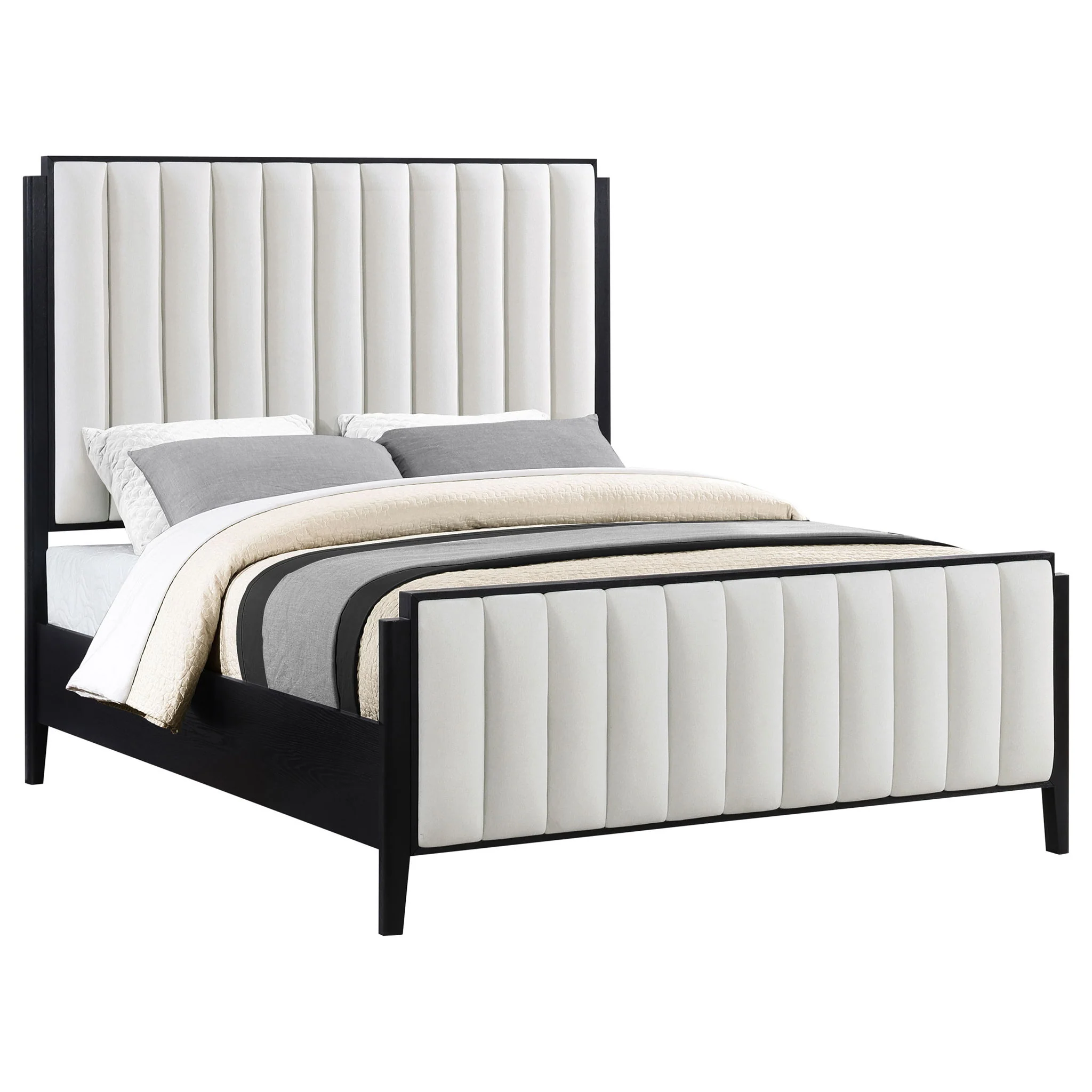 Brookmead 60-inch Upholstered Queen Bed Black - Image 3