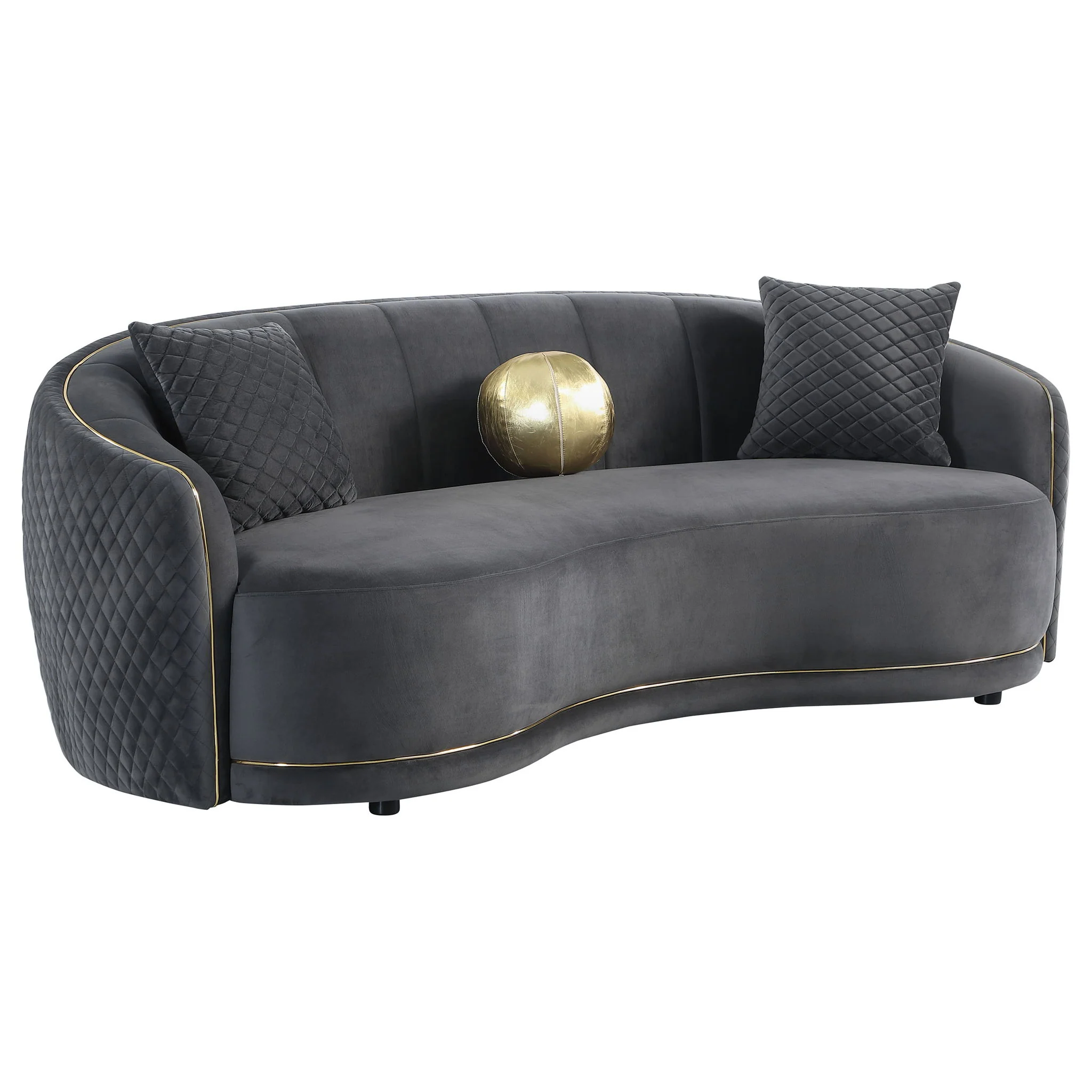 Brookside 2-piece Velvet Upholstered Sofa Set Dark Grey - Image 4