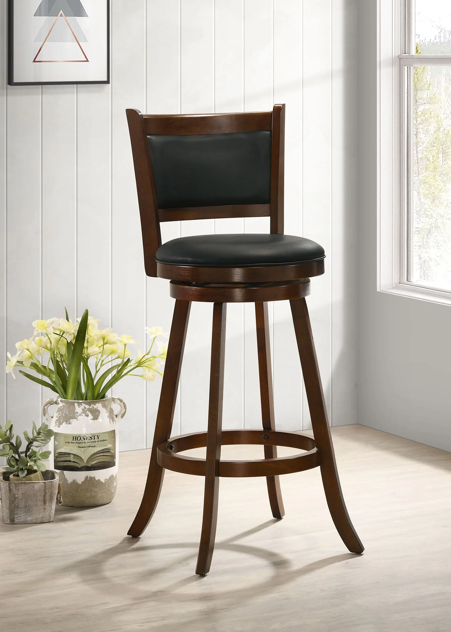 Broxton Upholstered Swivel Bar Chair Chestnut (Set of 2) - Image 4