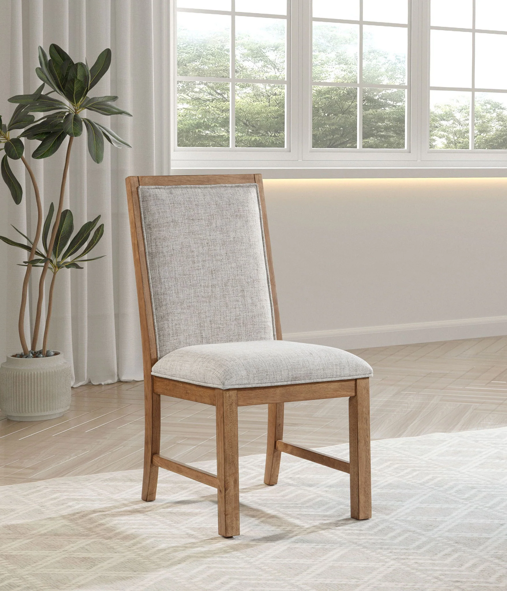 Bruner Upholstered Side Chair Natural Brown (Set of 2) - Image 2
