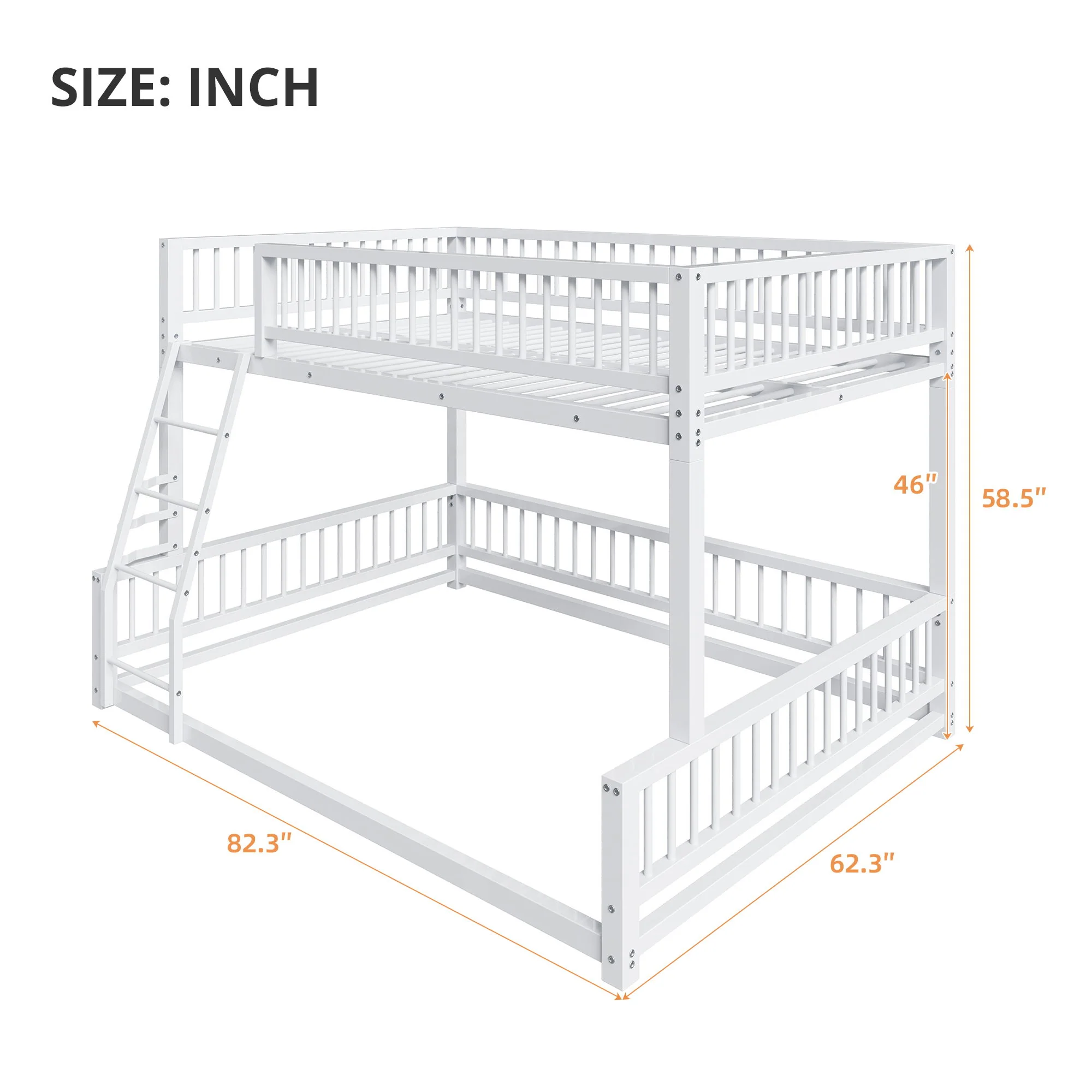 Bunk Bed Frame With Ladder And Safety Guardrails - Image 2