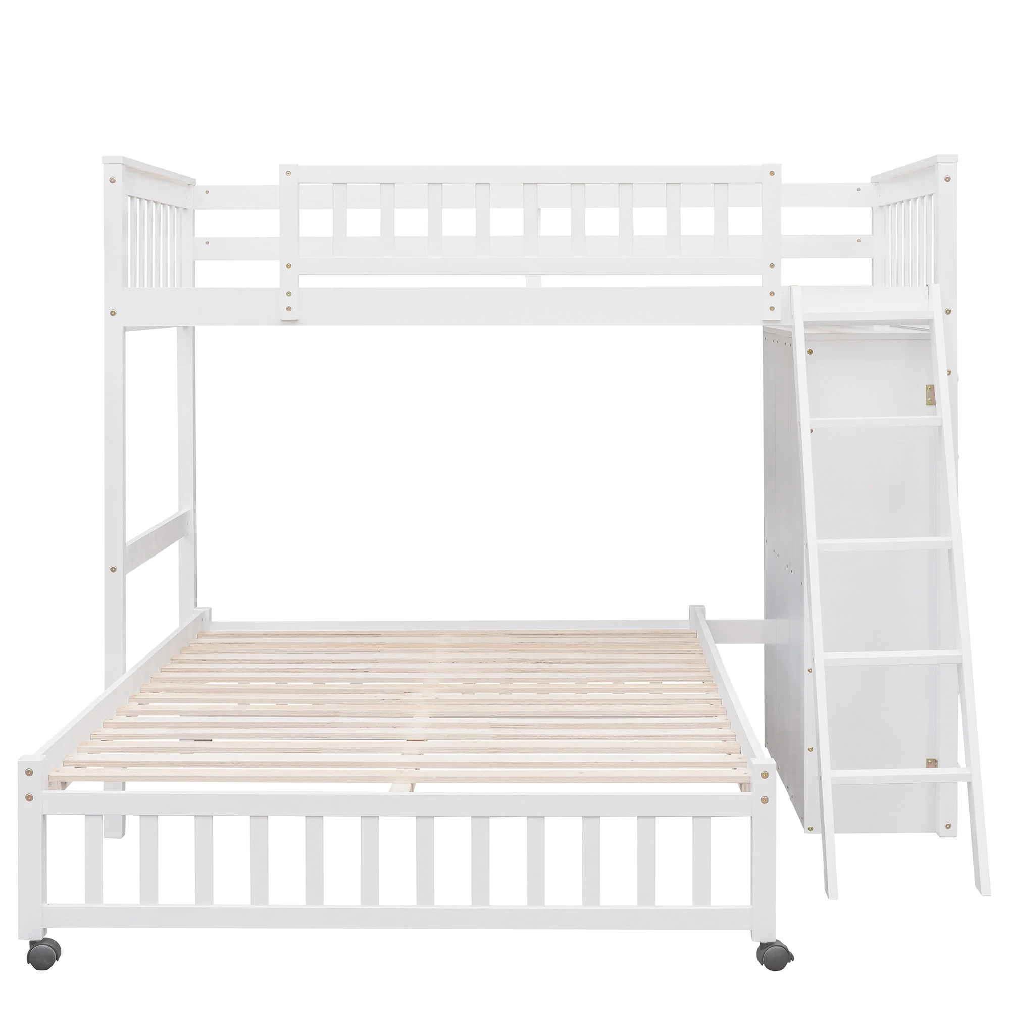 Bunk Bed With 6 Drawers And Flexible Shelves, Bottom Bed With Wheels - Image 5