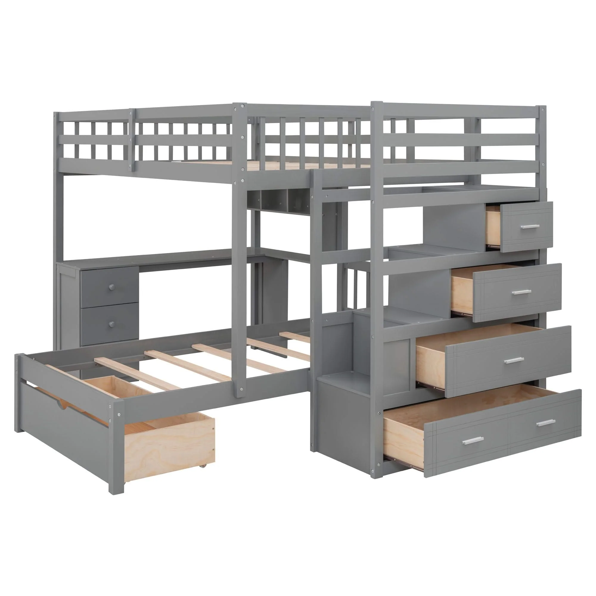 Bunk Bed With Desk, Drawers And Shelves - Image 3