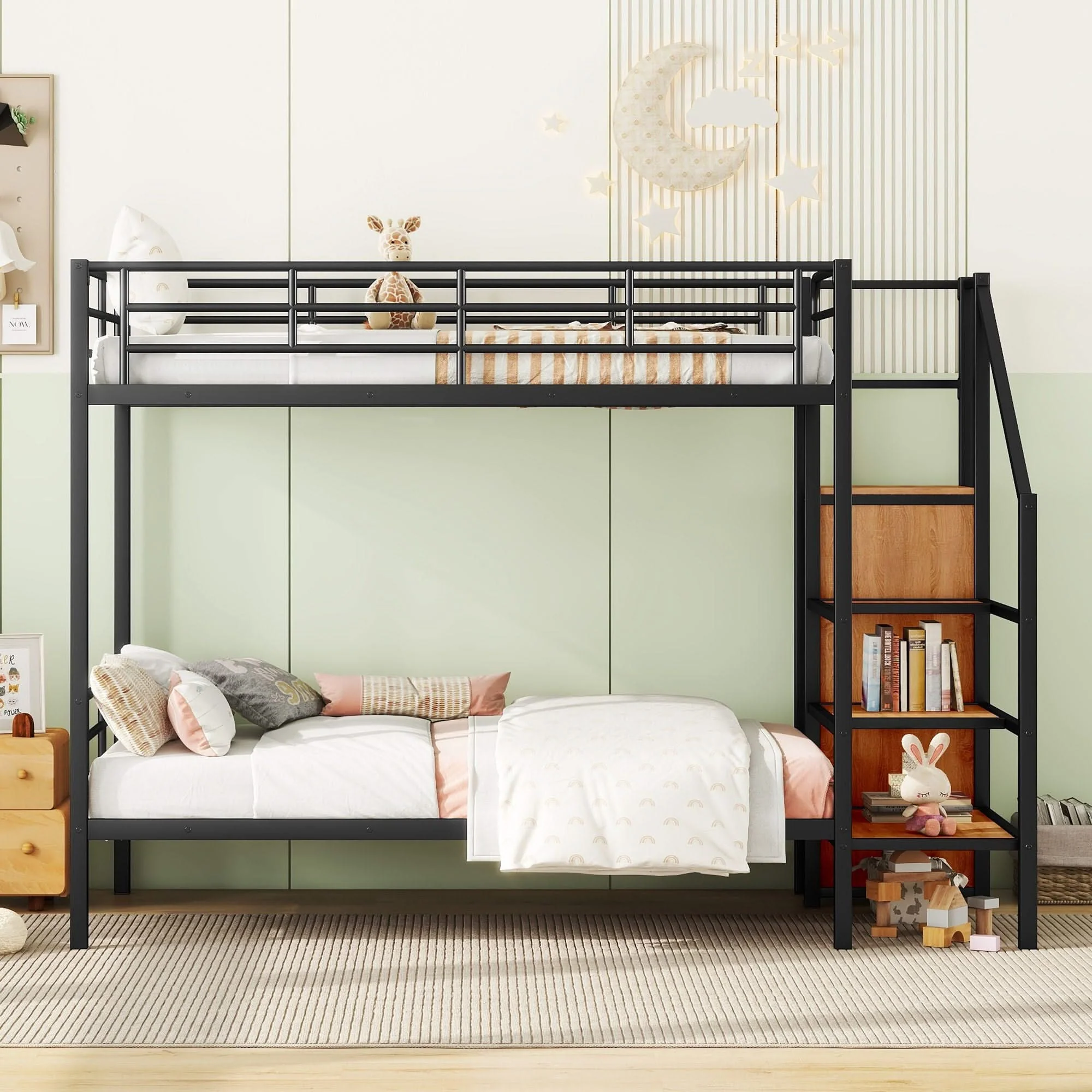 Bunk Bed With Lateral Storage Ladder And Wardrobe - Image 14