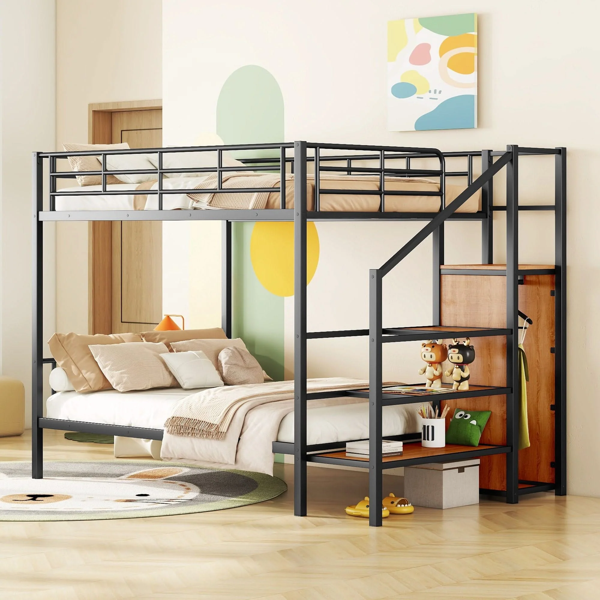 Bunk Bed With Lateral Storage Ladder And Wardrobe - Image 3