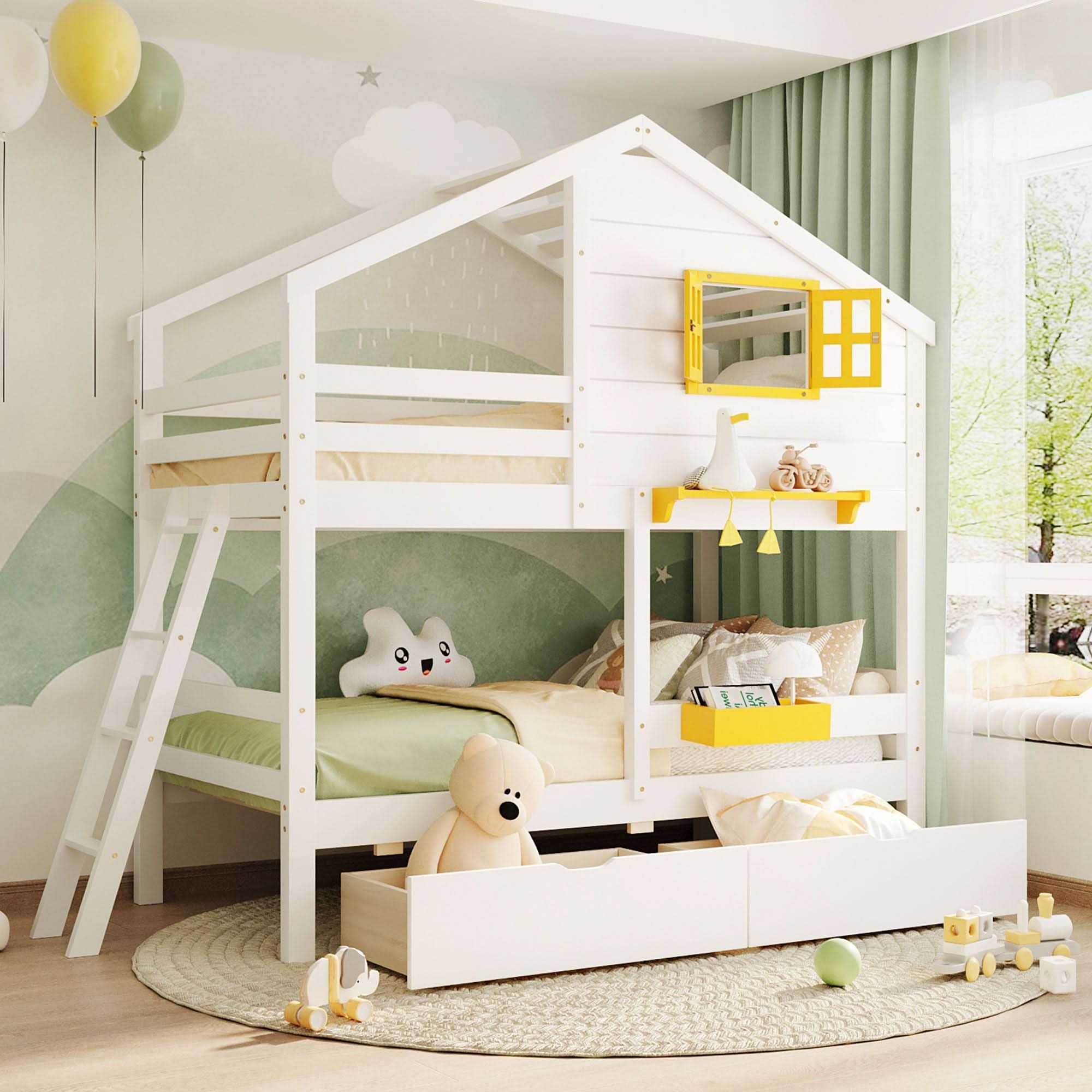 Bunk Bed With Playhouse Roof And Window - Image 5