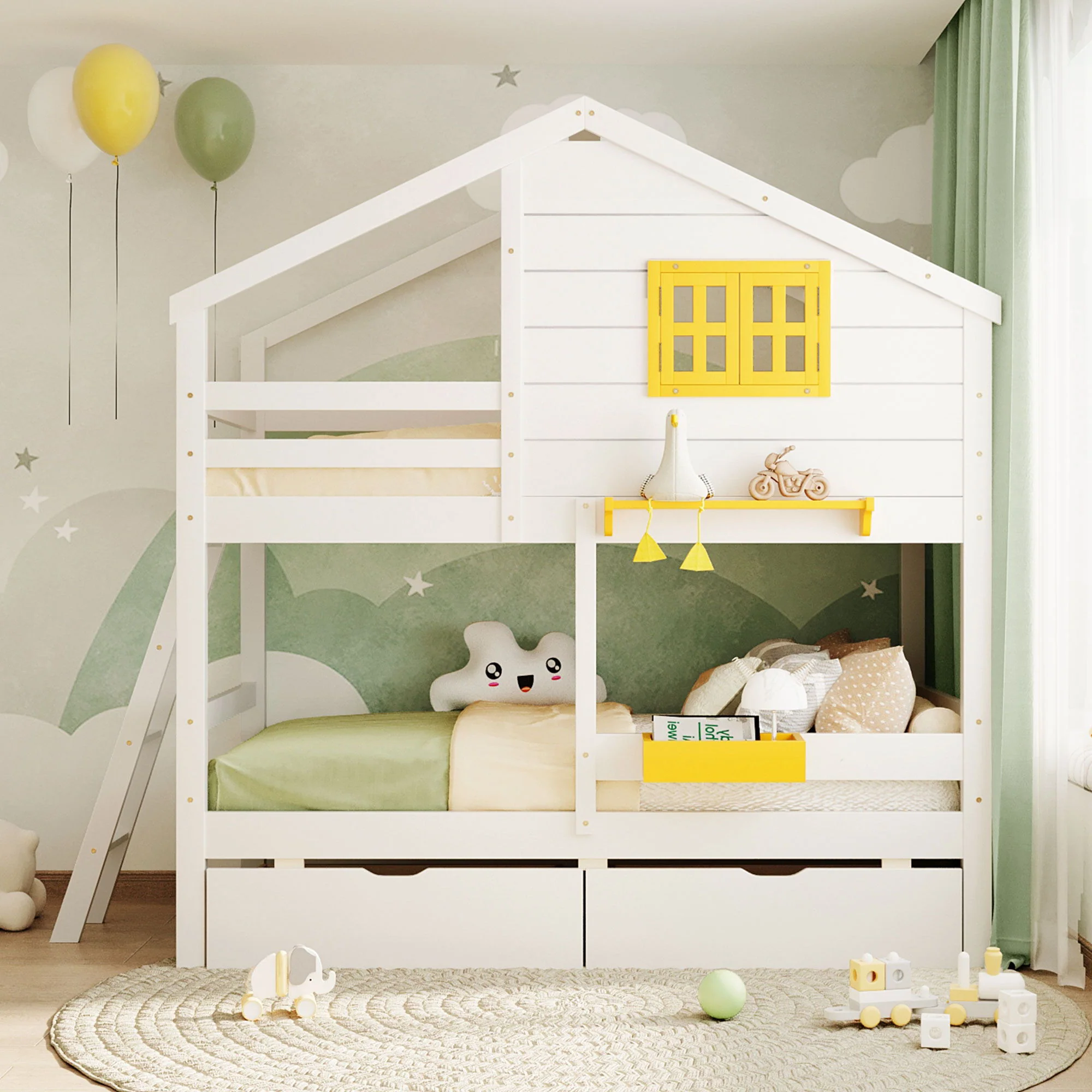 Bunk Bed With Playhouse Roof And Window - Image 7