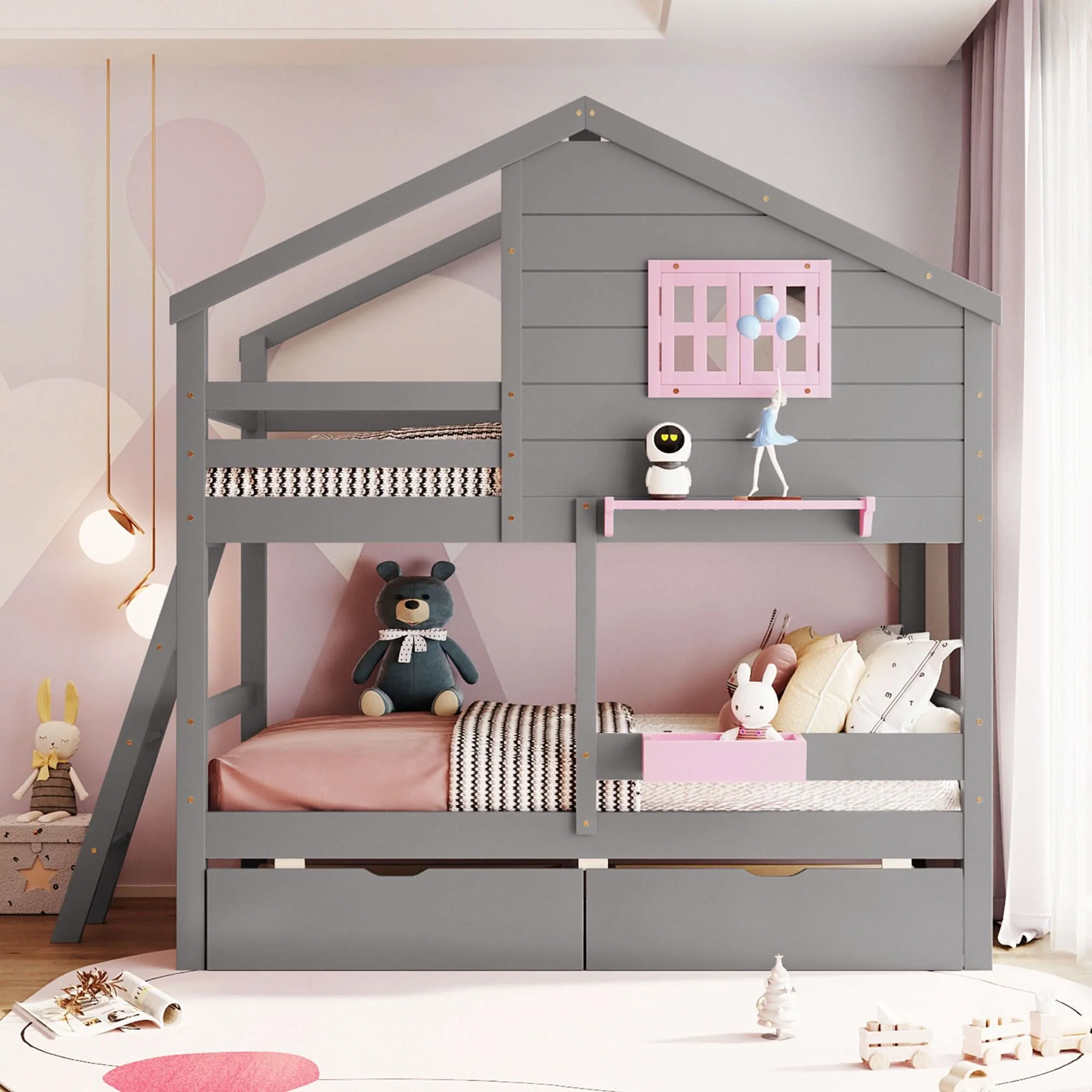 Bunk Bed With Playhouse Roof And Window - Image 8