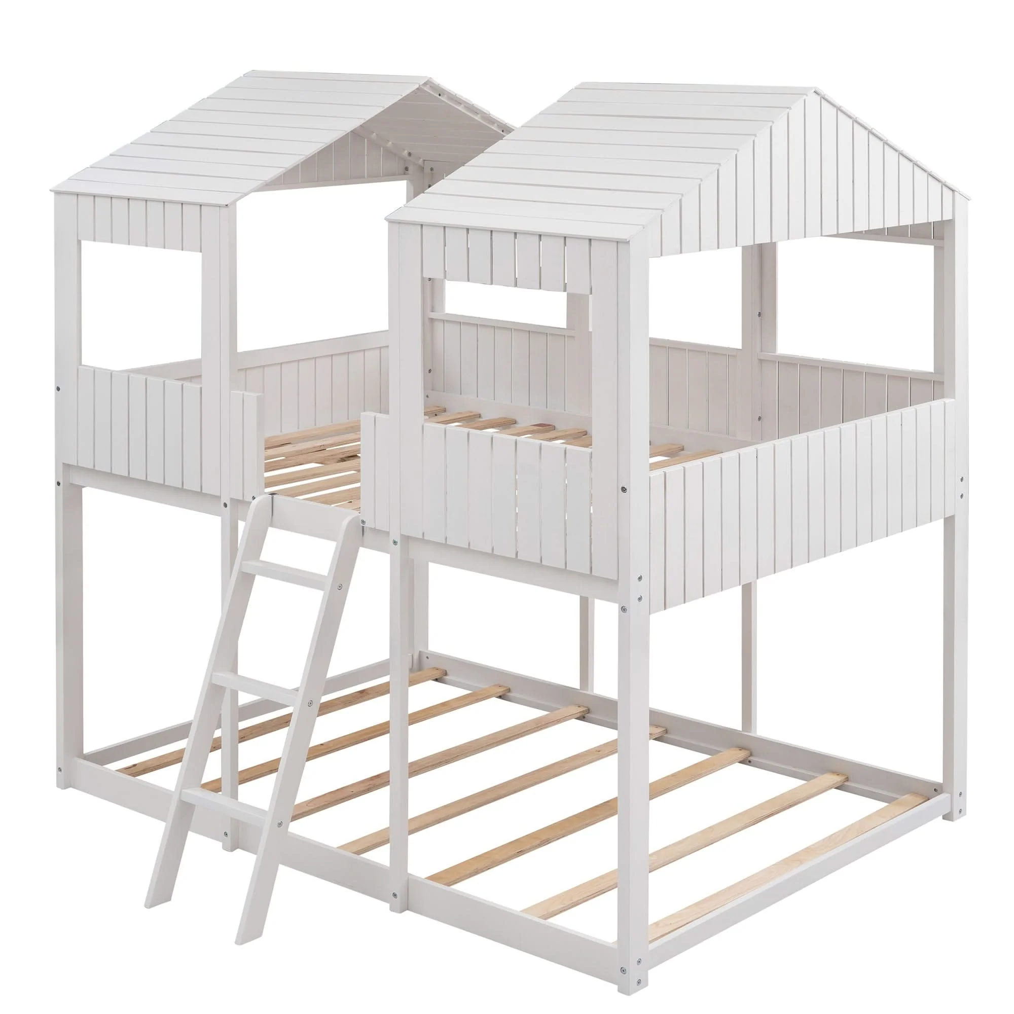 Bunk Bed With Roof, Window, Guardrail, Ladder - Image 8